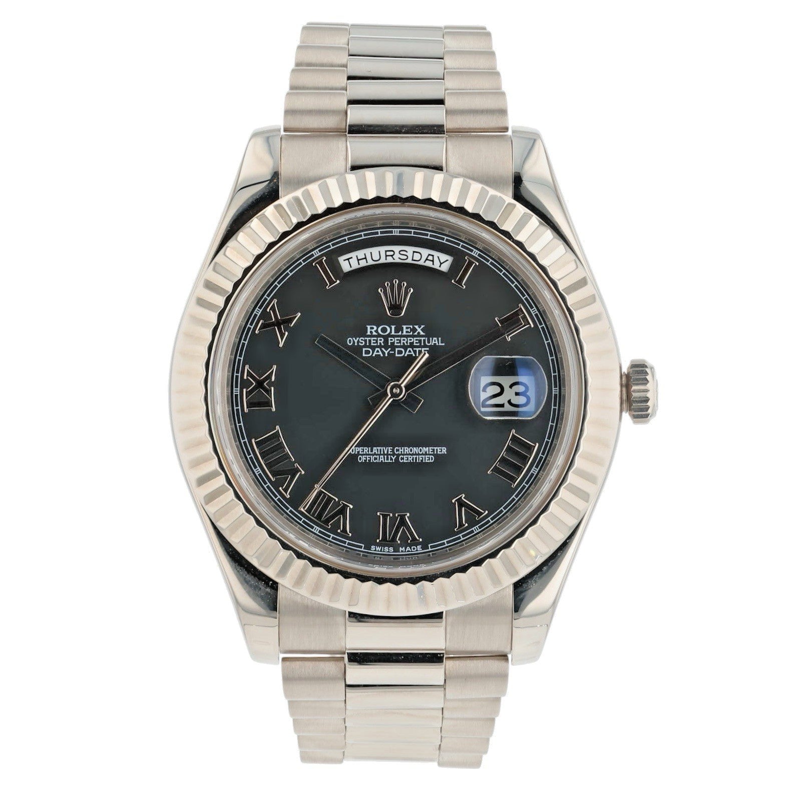 Rolex Day-Date II 18k White Gold Black Dial 41mm Automatic Men’s Watch 218239