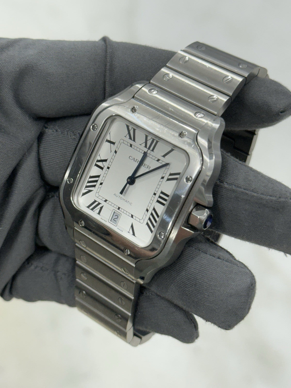 2023 Cartier Santos Large Steel Silver Dial 39mm Automatic Men's Watch WSSA0018