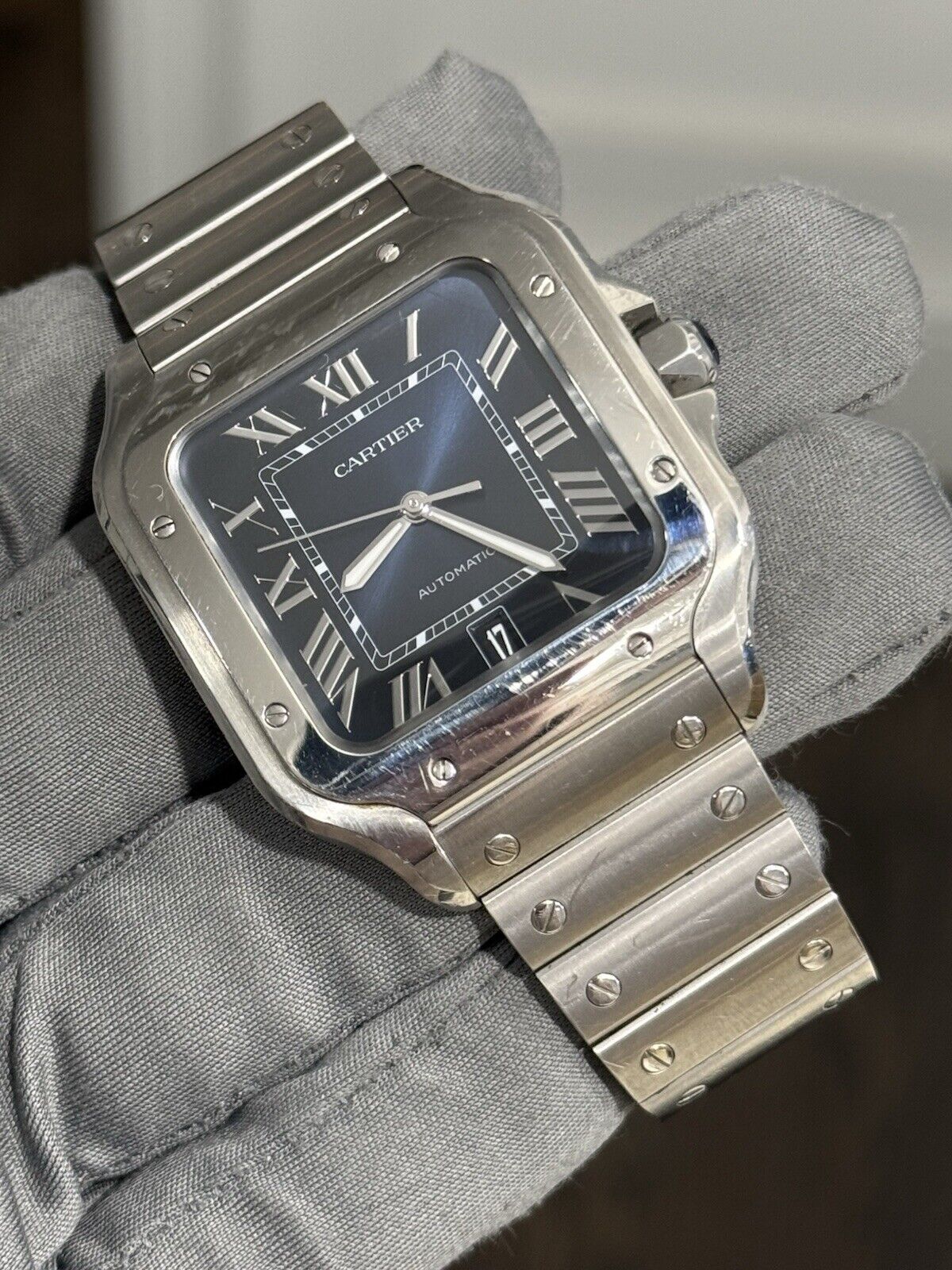 2022 Cartier Santos Steel Blue Dial Large Automatic Men’s Watch WSSA0030