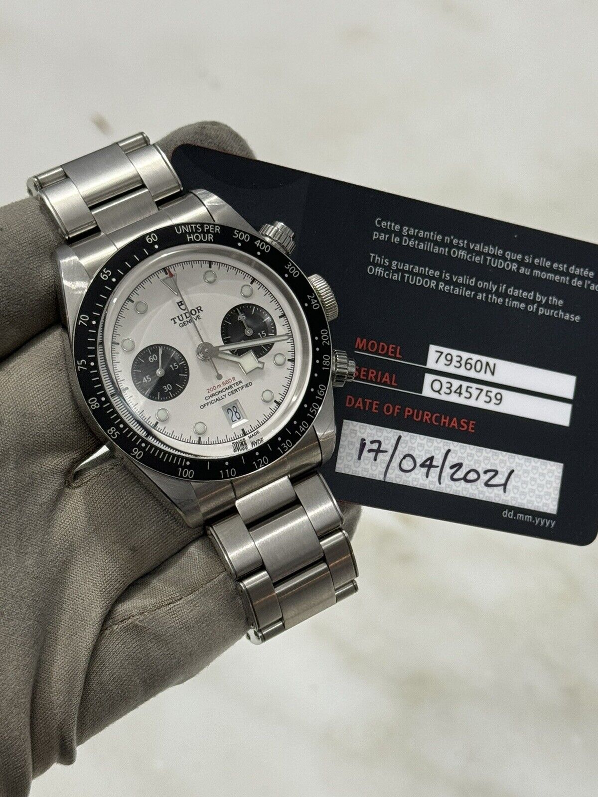 2021 TUDOR Black Bay Chronograph Stainless Steel Panda Men's Watch 79360N