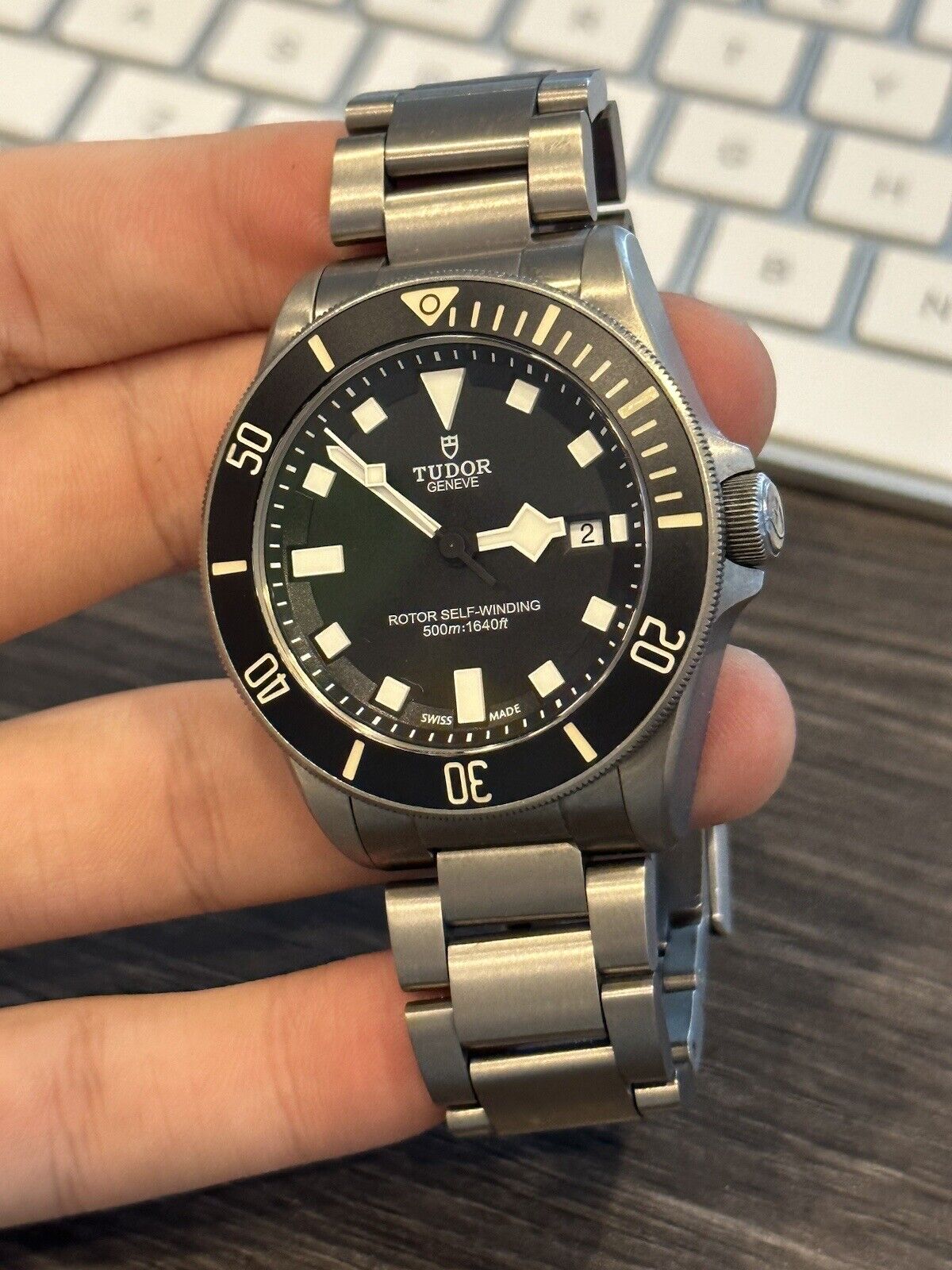 2015 TUDOR Pelagos 25500TN Automatic Titanium Watch Black Dial Mens - B/P