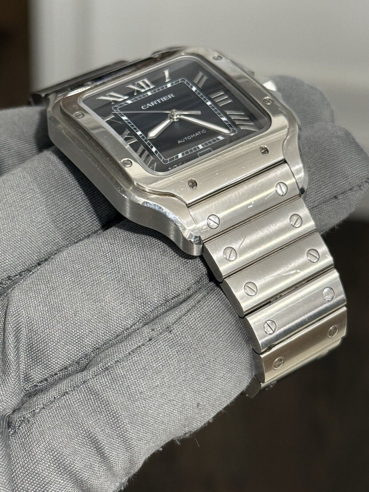 2022 Cartier Santos Steel Blue Dial Large Automatic Men’s Watch WSSA0030