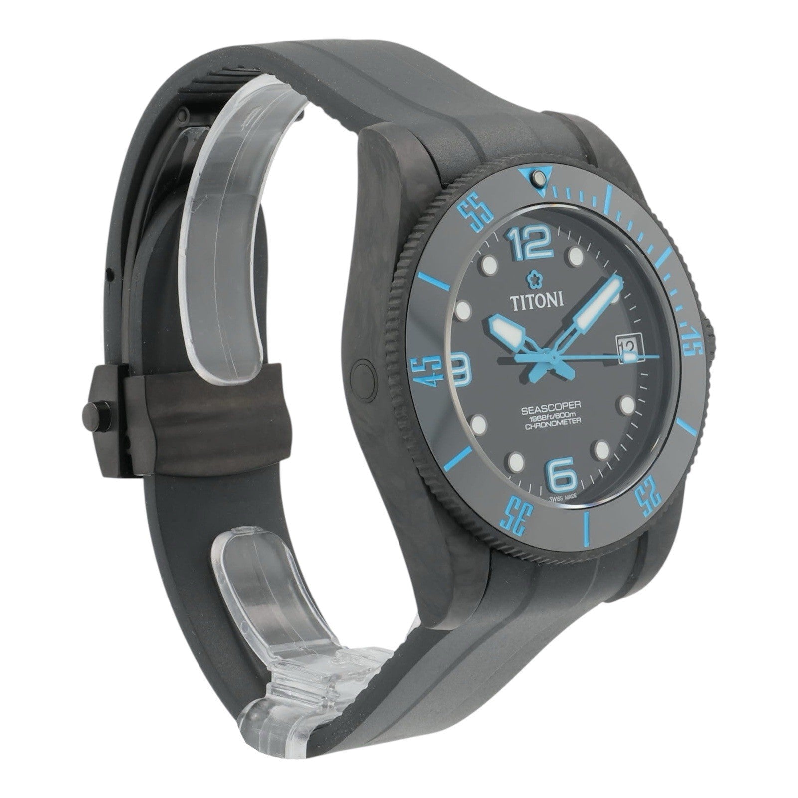 Titoni Seascoper Carbon Black Dial 42mm Automatic Movement Men’s Watch 83600