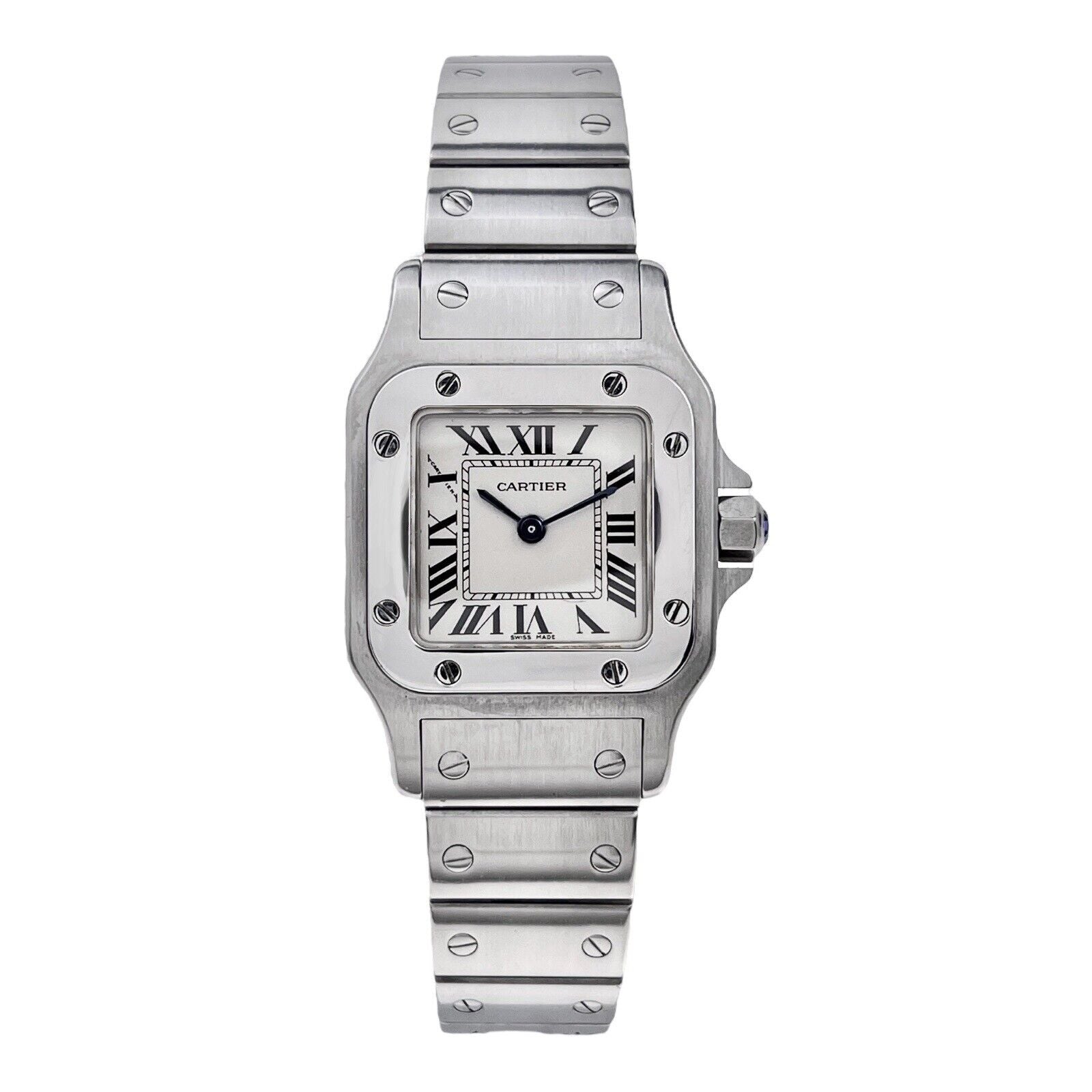 Cartier Santos Galbee Steel Roman Numerals White Dial 24 mm Women's Watch 1565