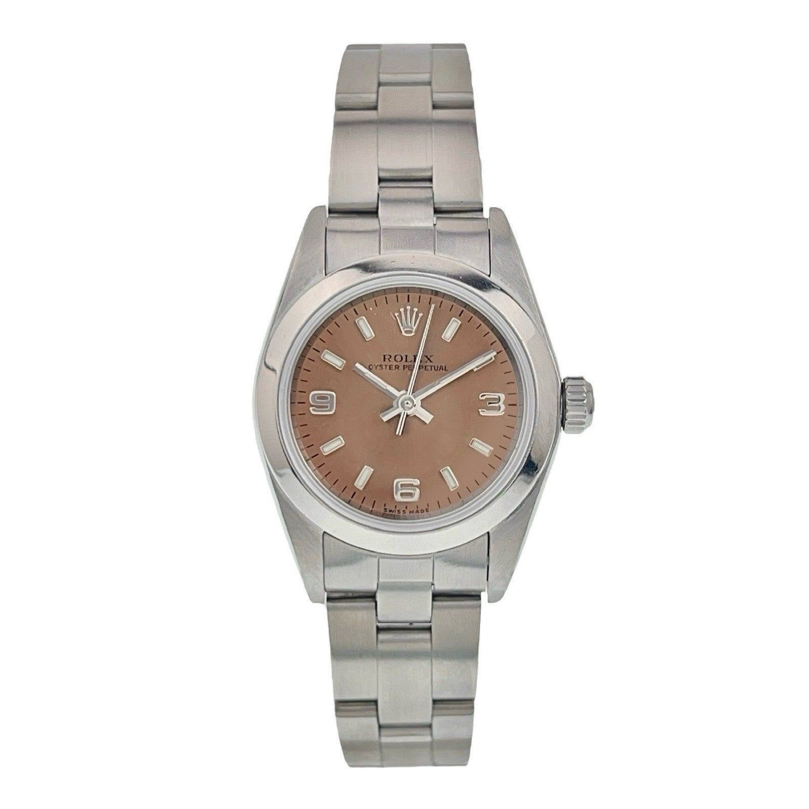 Rolex Oyster Perpetual Stainless Steel Salmon Dial 24mm Automatic Womens 76080