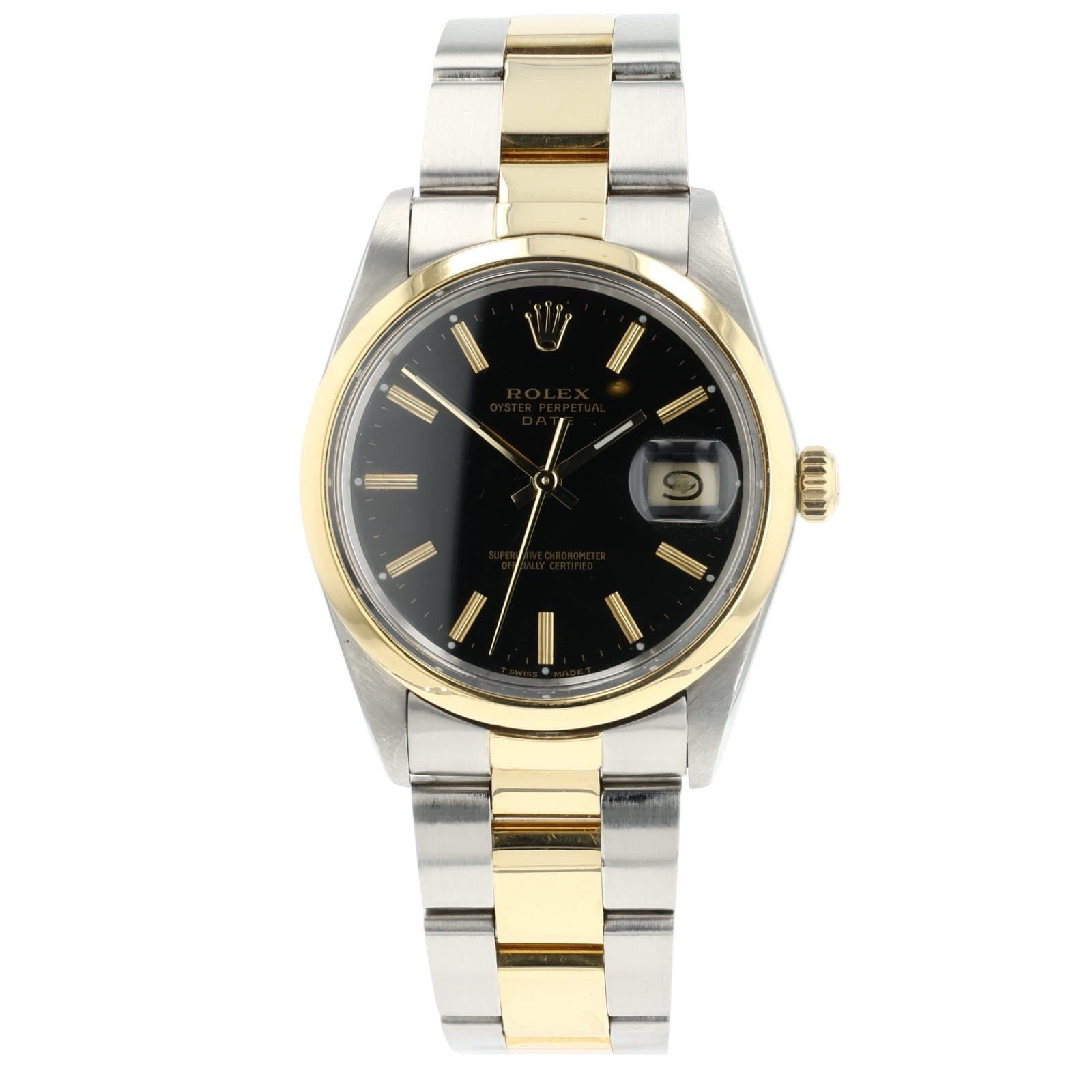 Rolex Oyster Perpetual Gold And Steel Black Dial 34mm Automatic Mens Watch 15003
