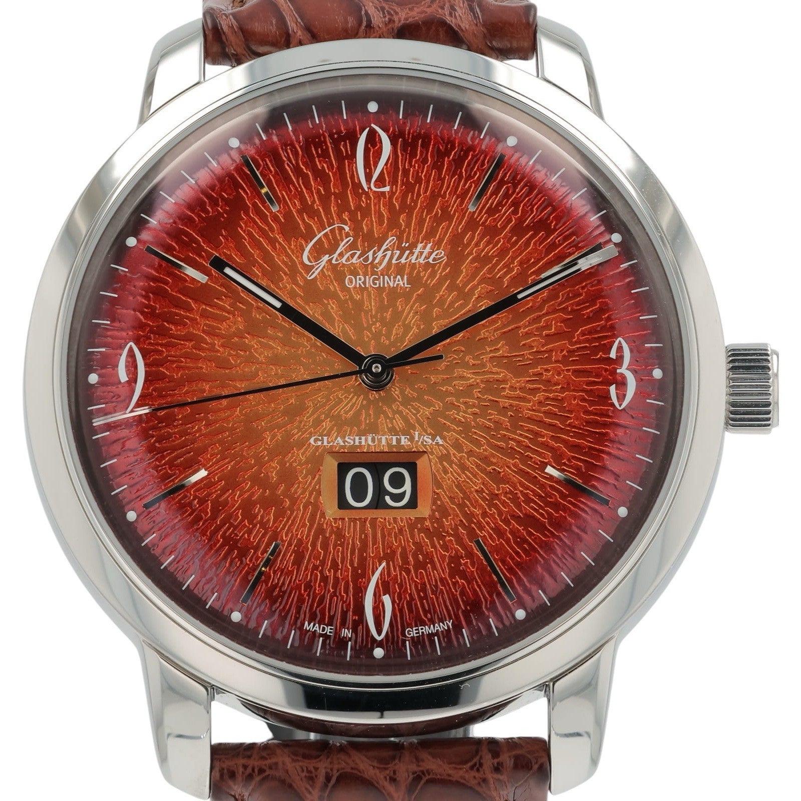 Glashutte Original Sixties Steel Red Dial 42mm Automatic Mens 2-39-47-09-02-04