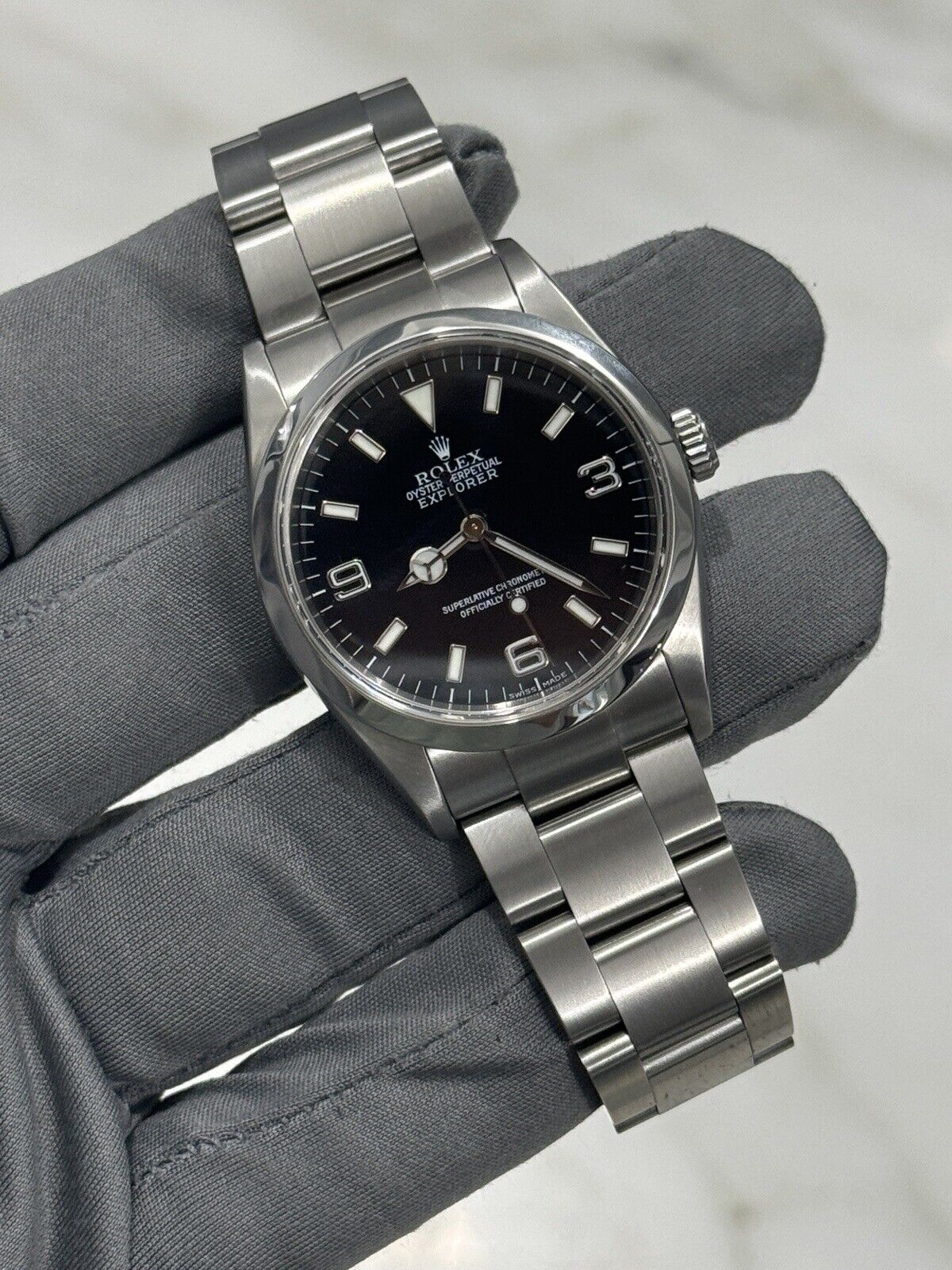 2001 Rolex Explorer I Black 36mm Oyster Steel Automatic Watch 114270