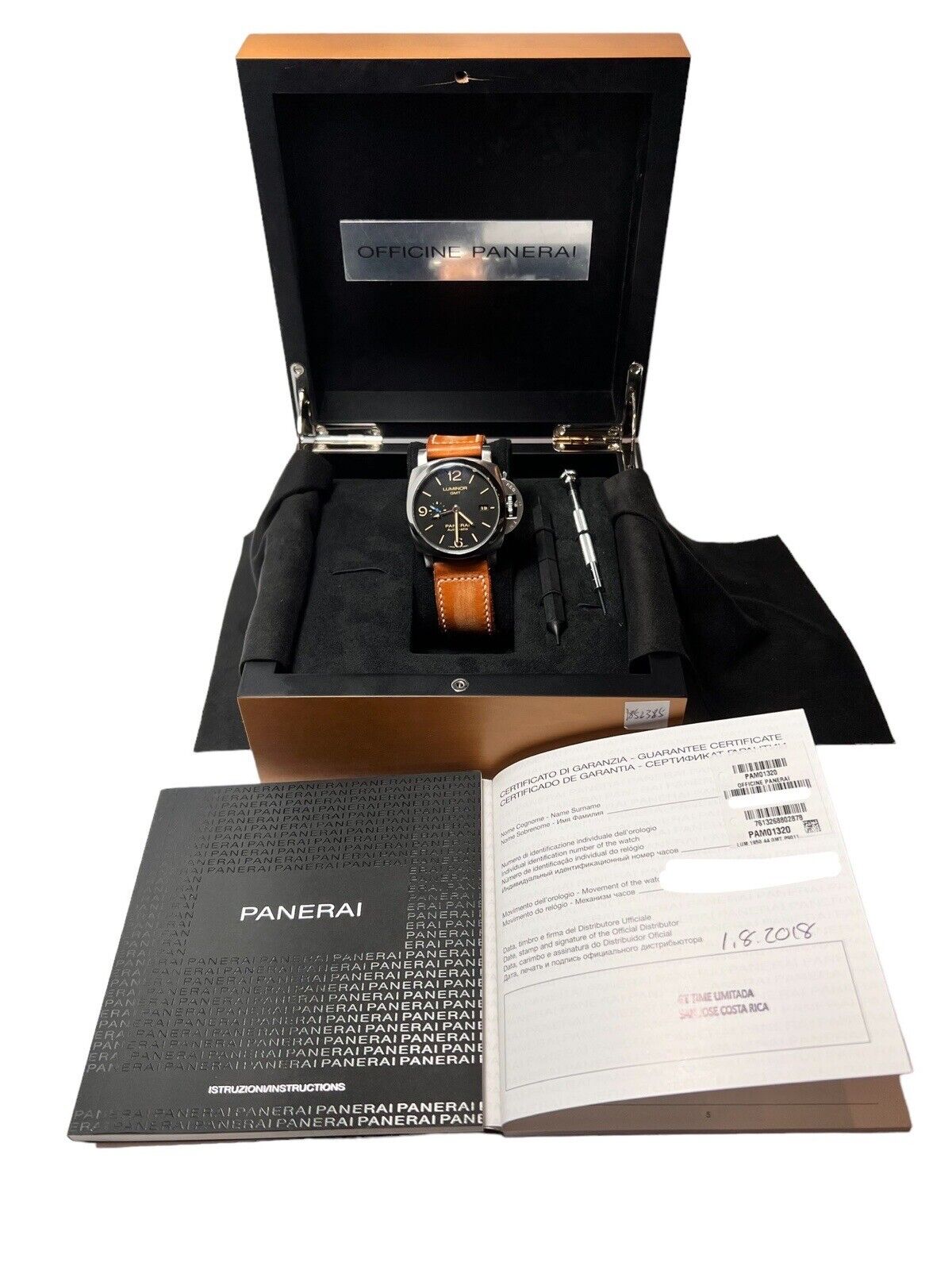 2018 Panerai Luminor Marina GMT PAM01320 45mm Automatic Men's Watch - Box/Papers