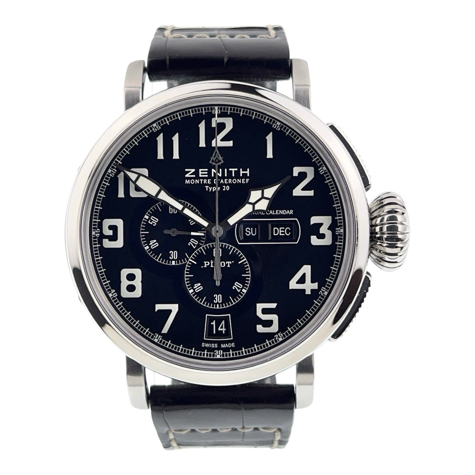 Zenith Pilot Type 20 Stainless Steel Black Dial 48mm Automatic Mens 03.2430.4054