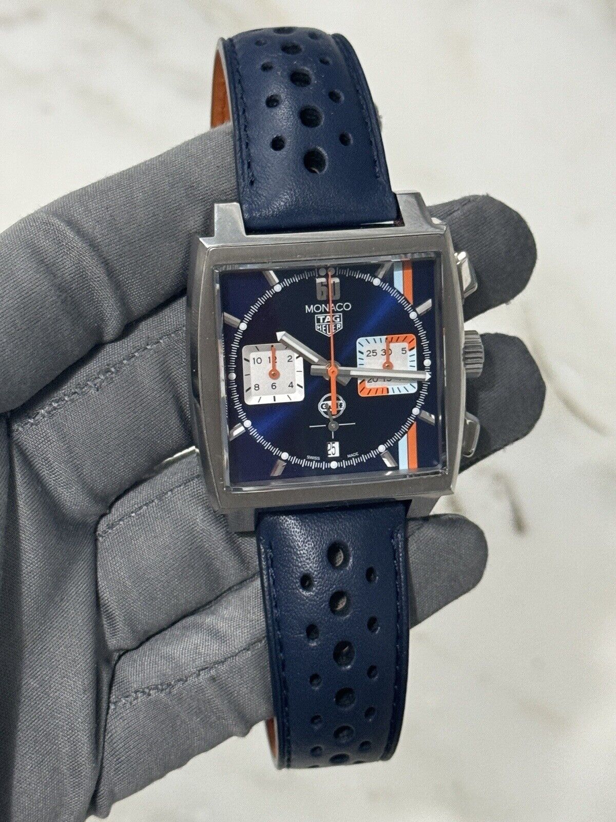 2022 Tag Heuer Monaco X Gulf 39mm CBL2115 Automatic Men's Watch - Box/Papers