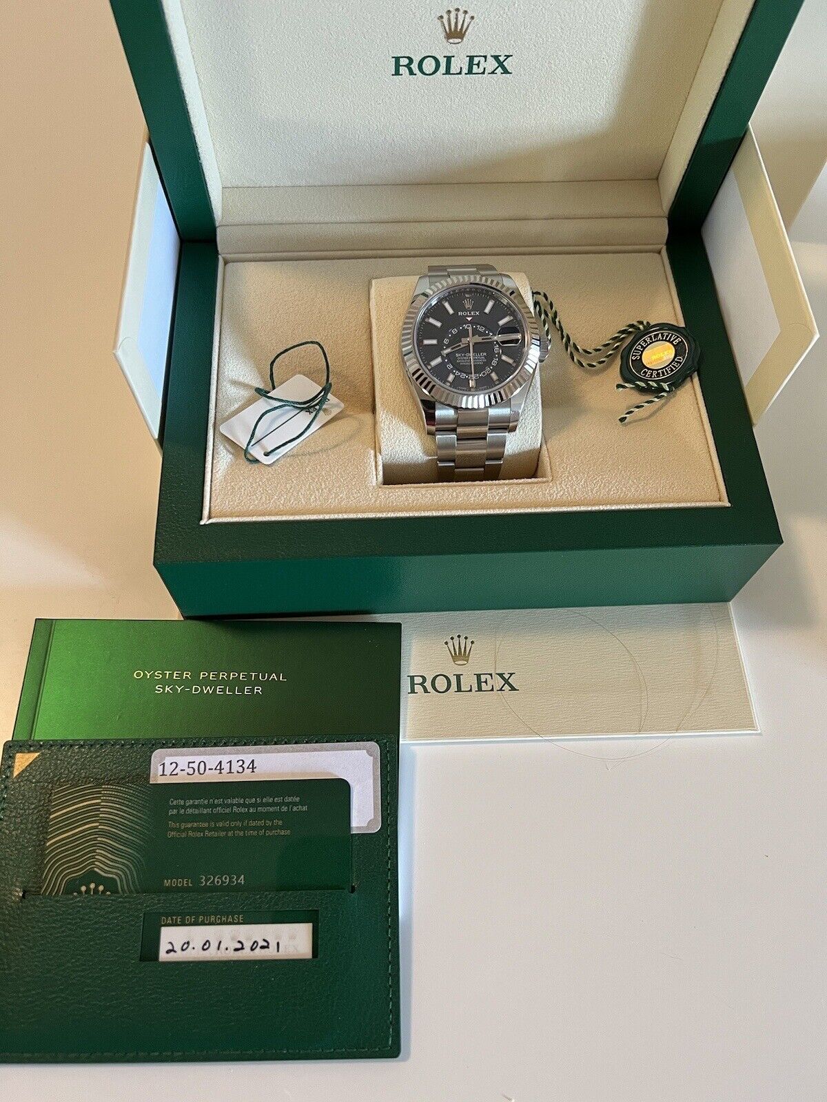2021 Rolex Skydweller Blue Men's Watch 326934 Oyster Bracelet W/ Box & Papers