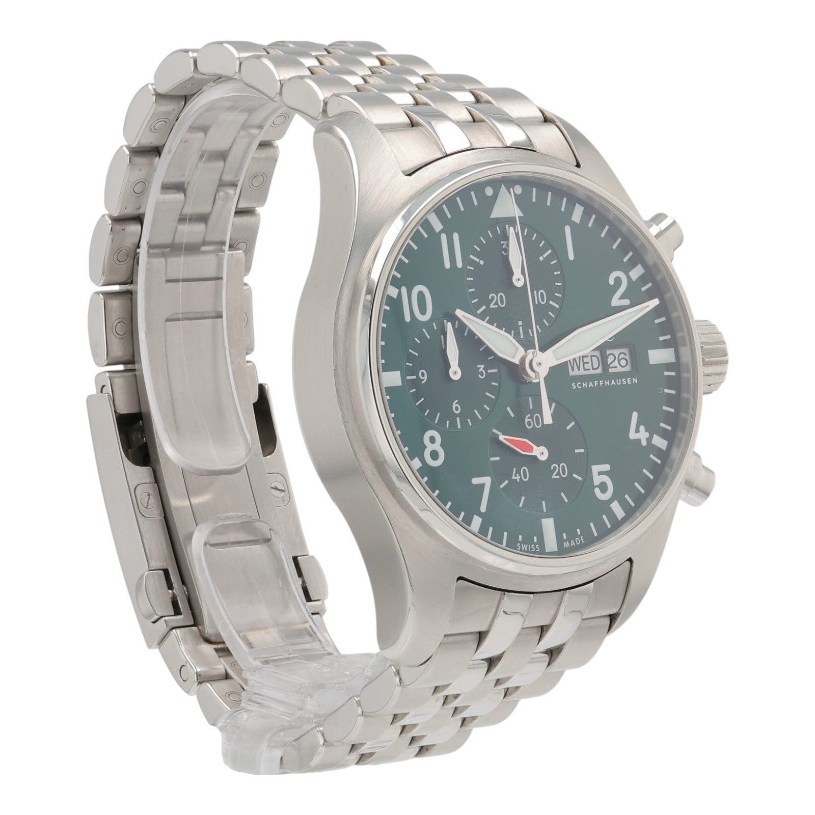 IWC Pilot Chronograph Stainless Steel Green Dial 41mm Automatic Mens IW388104