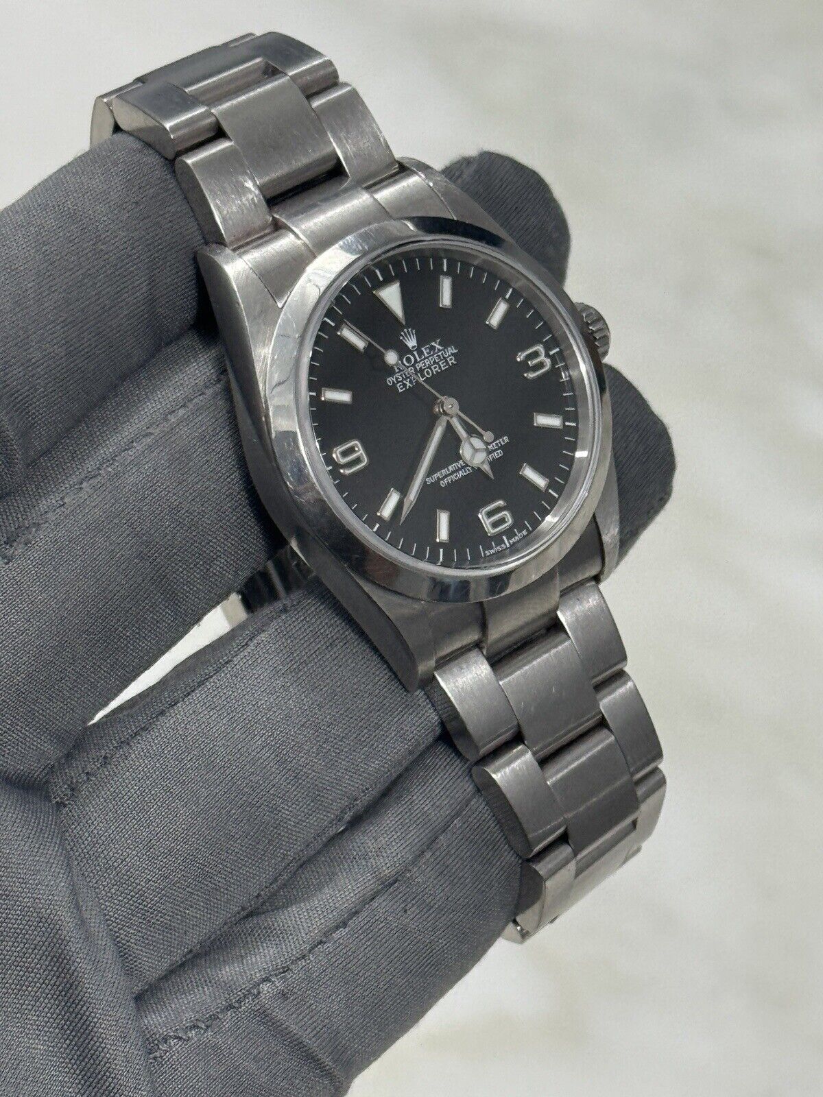 2000 Rolex Explorer I Black 36mm Oyster Stainless Steel Automatic Watch 114270