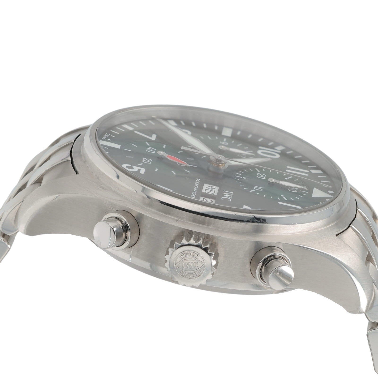 IWC Pilot Chronograph Stainless Steel Green Dial 41mm Automatic Mens IW388104
