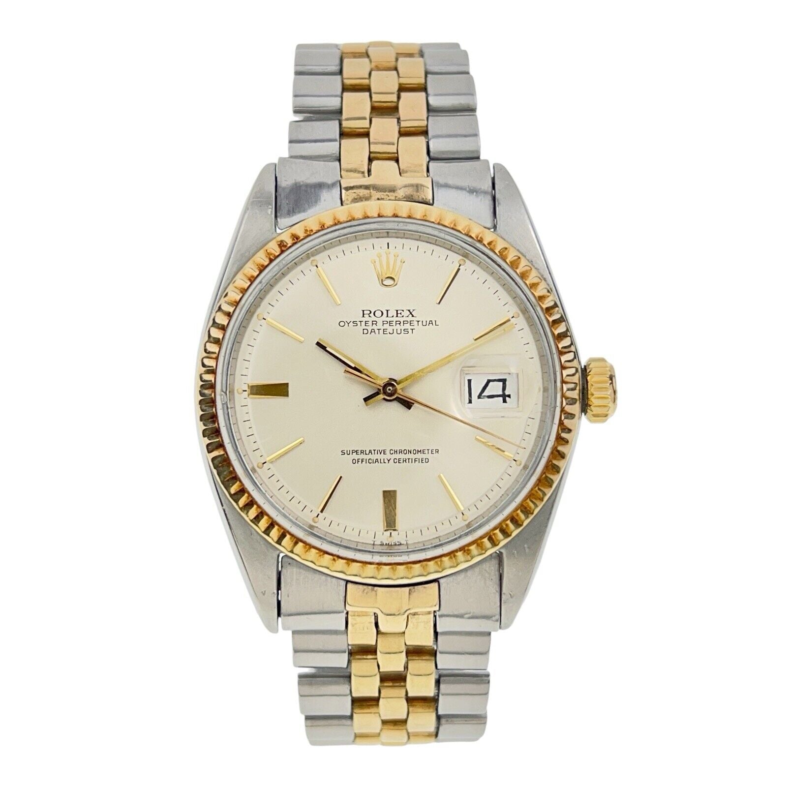 1968 Rolex Datejust Two Tone 36mm Silver Dial Automatic Men’s Watch 1601