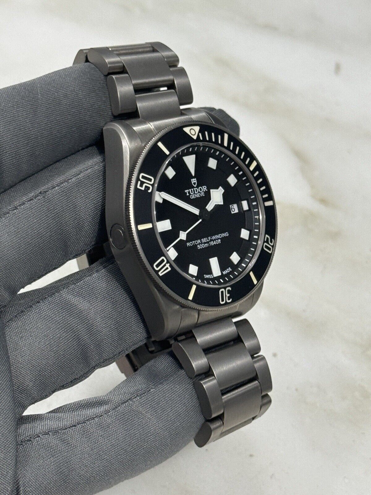 2014 TUDOR Pelagos 25500TN Automatic Titanium Watch Black Dial Mens - B/P