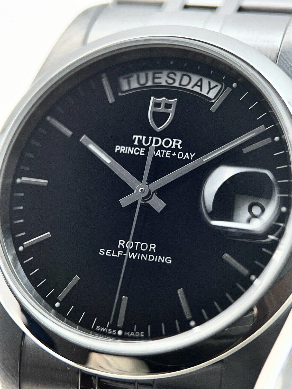 2012 Tudor Prince Date Day Steel Black Dial 36mm Automatic Men’s Watch 76200