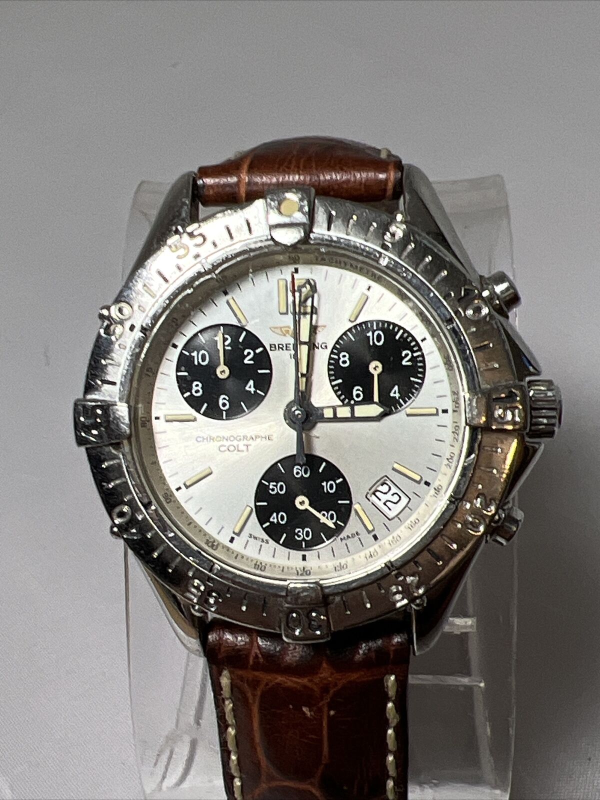 Men's BREITLING Colt A53035 Chronograph Quartz Steel WR 100M Date Watch