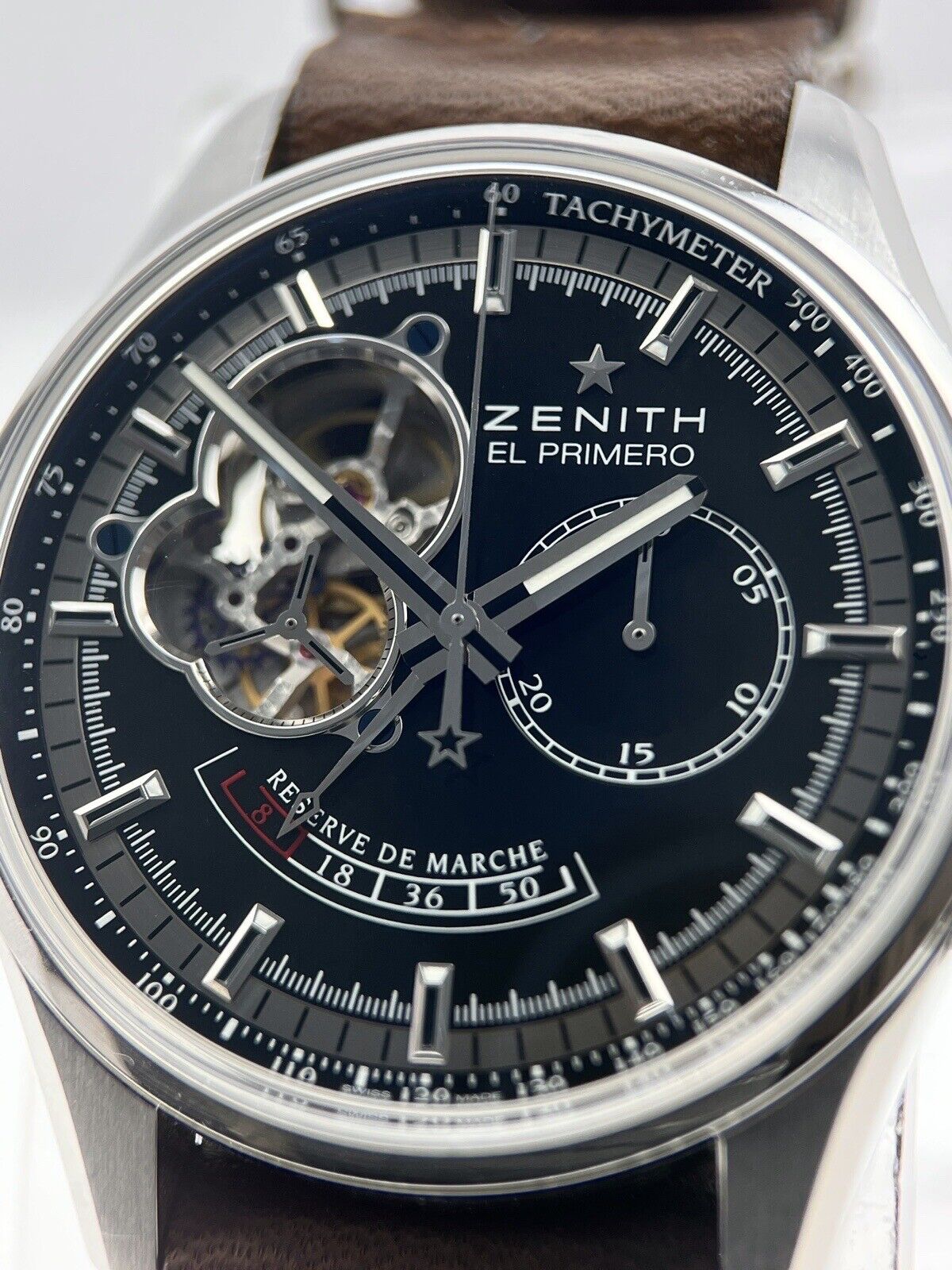 Zenith El Primero Chronomaster 03.2080.4021 Automatic Black Dial Mens Watch B&P