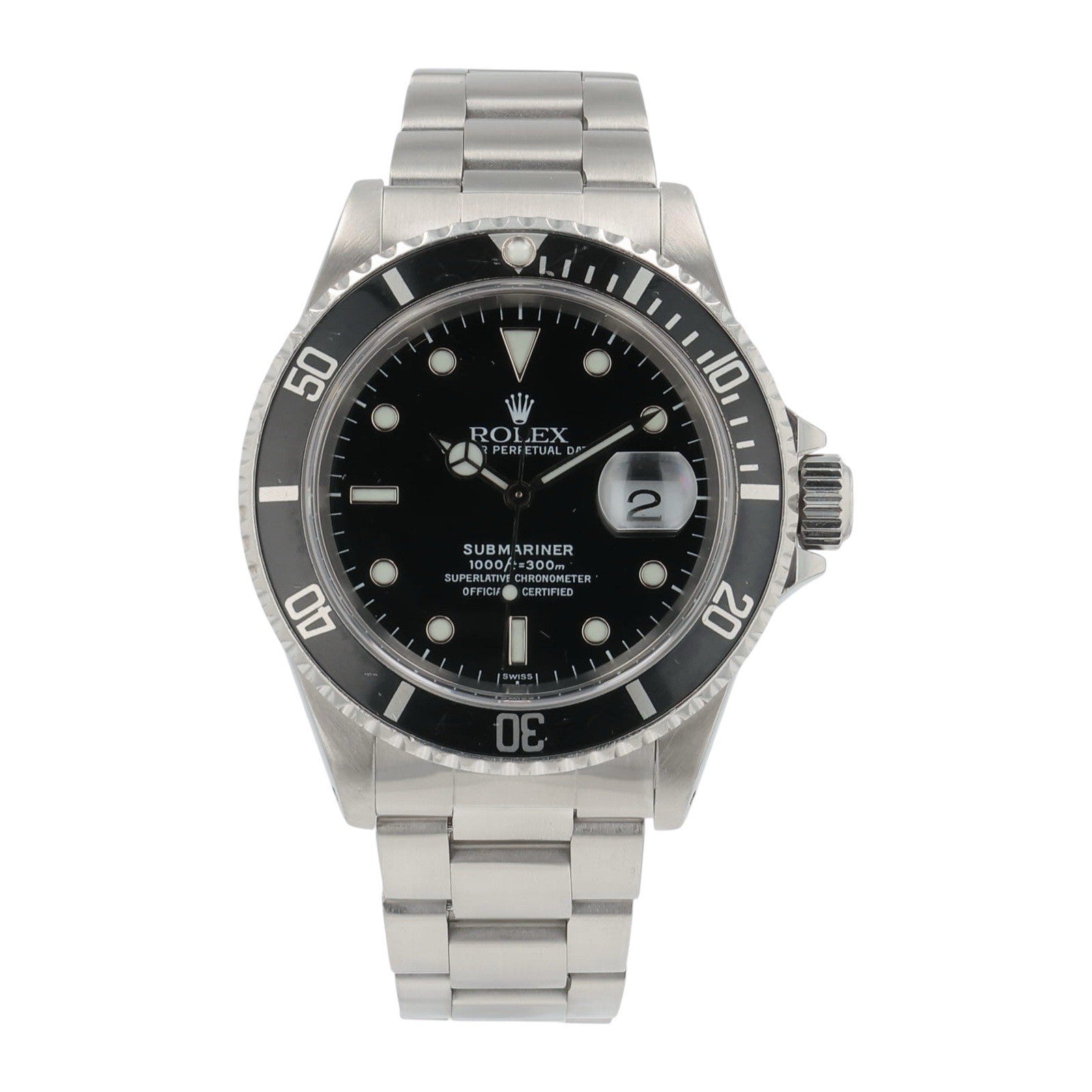 Rolex Submariner Date Stainless Steel Black Dial 40mm Automatic Mens Watch 16610