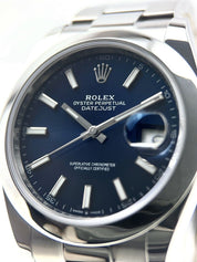 2021 Rolex Datejust Stainless Steel Blue 41mm Automatic Men’s Watch 126300