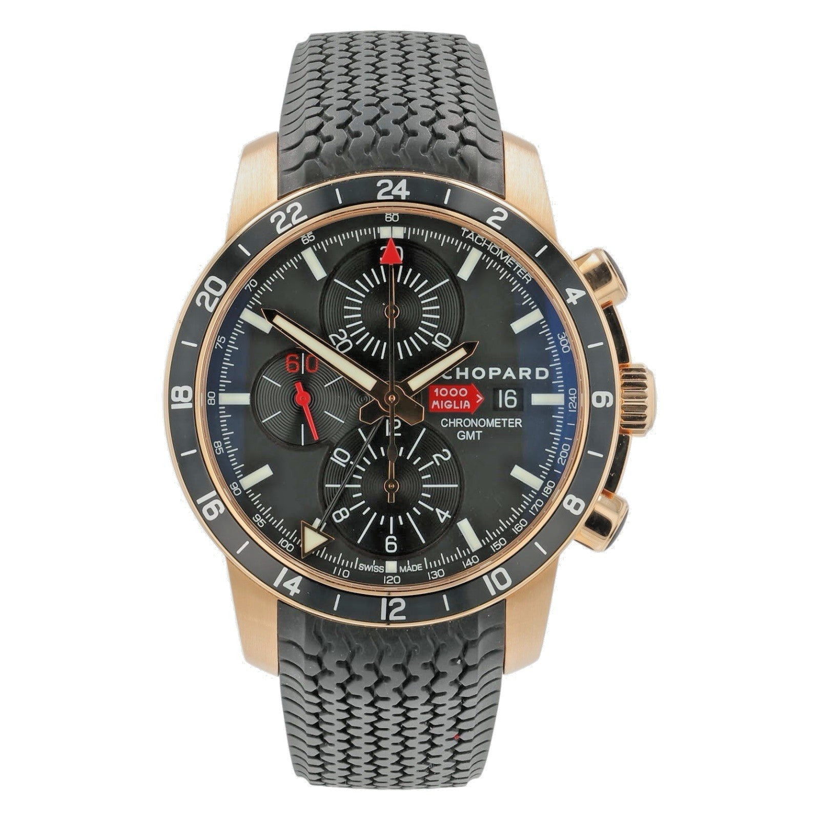 Chopard Mille Miglia 18k Rose Gold Black Dial 42mm Automatic Mens Watch 1288