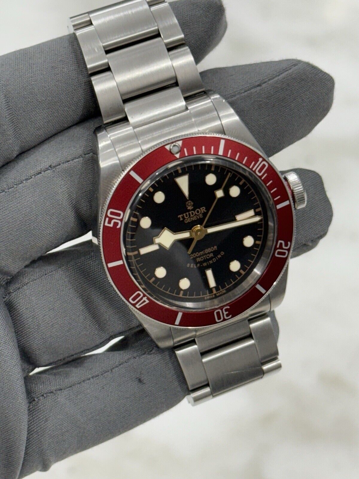 2015 Tudor Black Bay Smiley Stainless Steel Red 41mm Automatic Watch 79220R