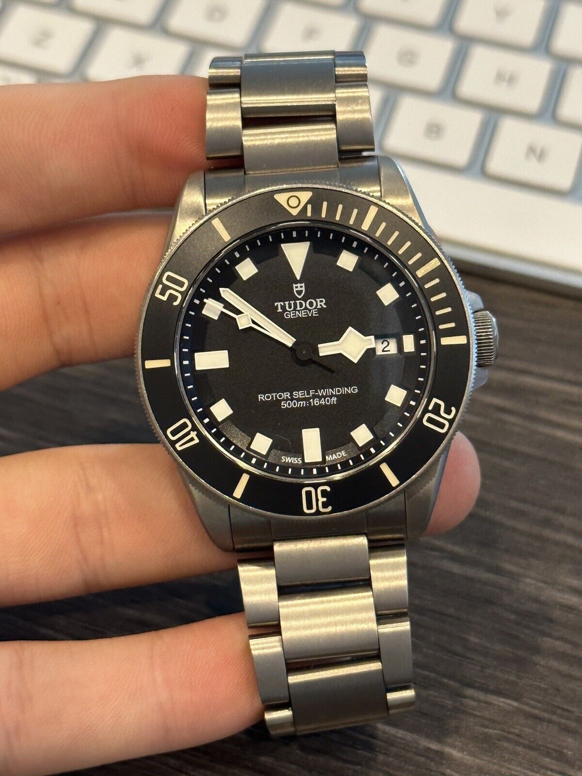 2015 TUDOR Pelagos 25500TN Automatic Titanium Watch Black Dial Mens - B/P