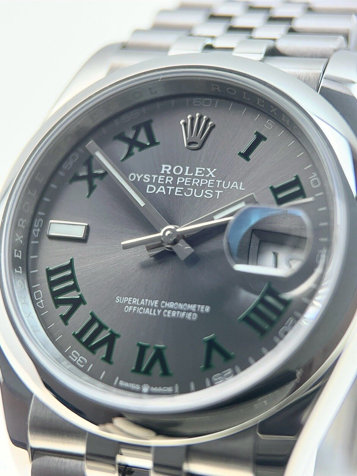 2022 Rolex Datejust Wimbledon Steel Grey Dial 36mm Automatic Men’s Watch 126200