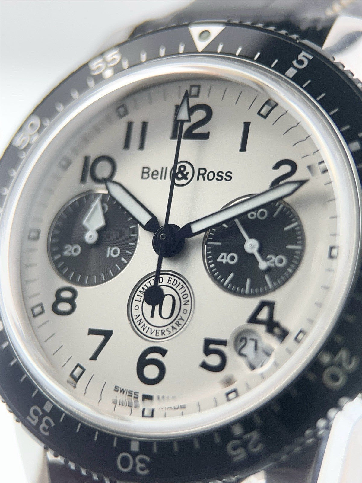 Bell & Ross Classic Pilot Steel White Dial 41mm Automatic Mens Watch CLCH-SAP-10