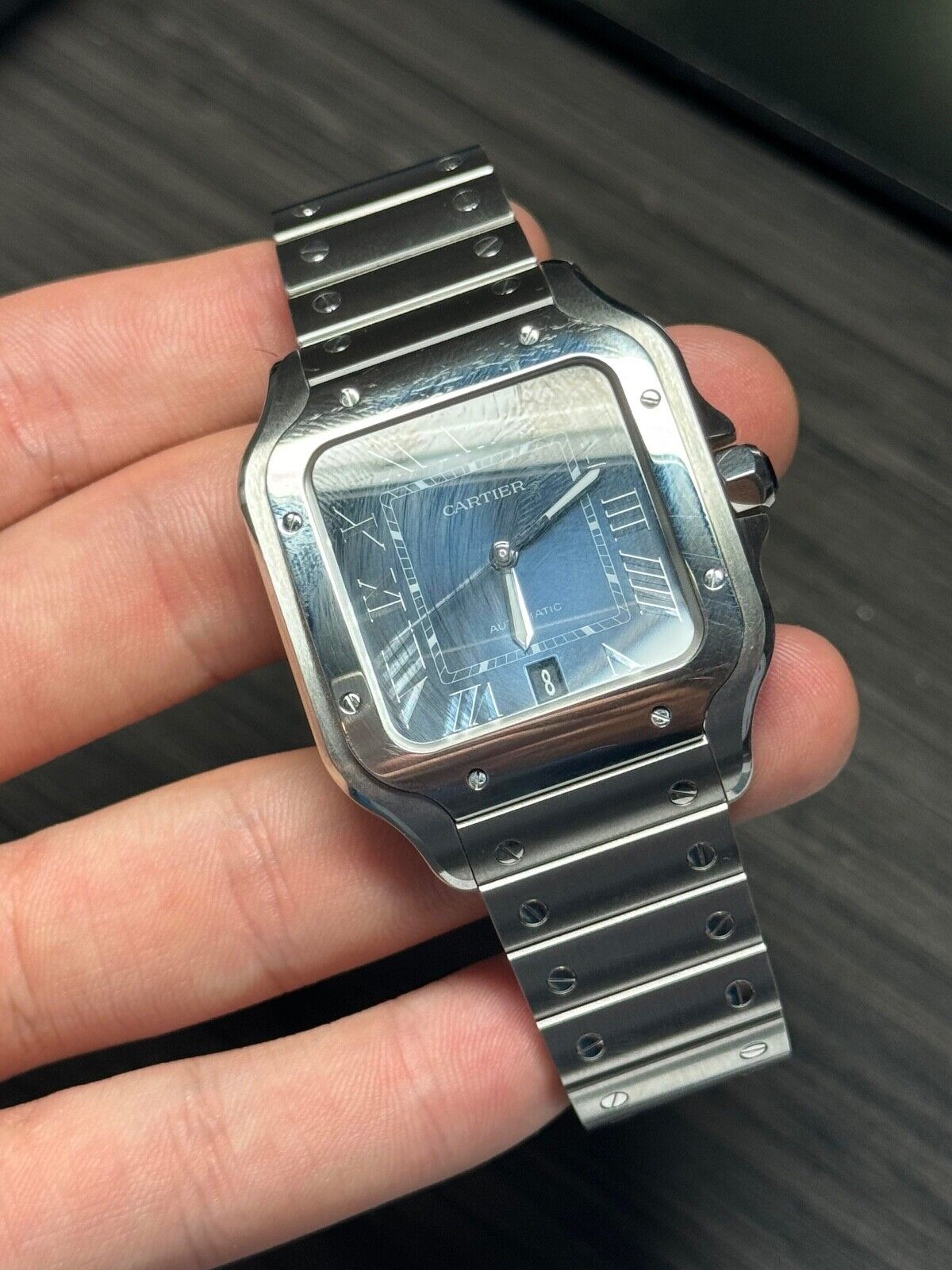 2022 Cartier Santos 40mm Blue Dial Steel Watch WSSA0030  - Box And Papers