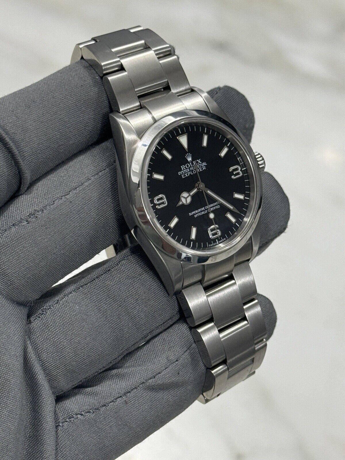 2001 Rolex Explorer I Black 36mm Oyster Steel Automatic Watch 114270