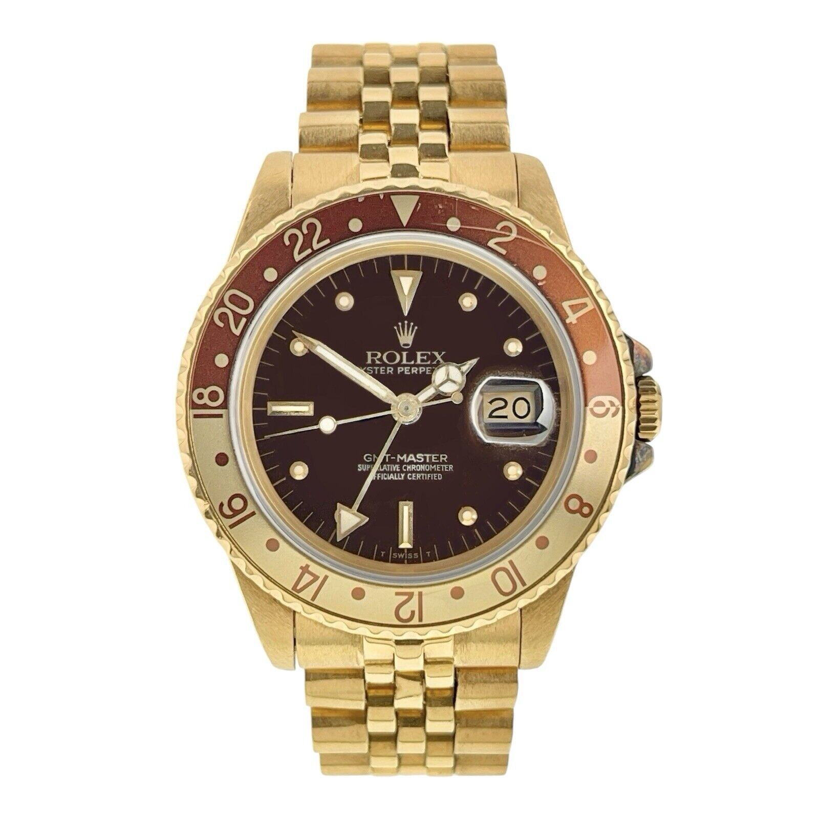 Rolex GMT Master Rootbeer 18k Gold Brown Dial 40mm Automatic Watch 16718 (Trade for AA included)