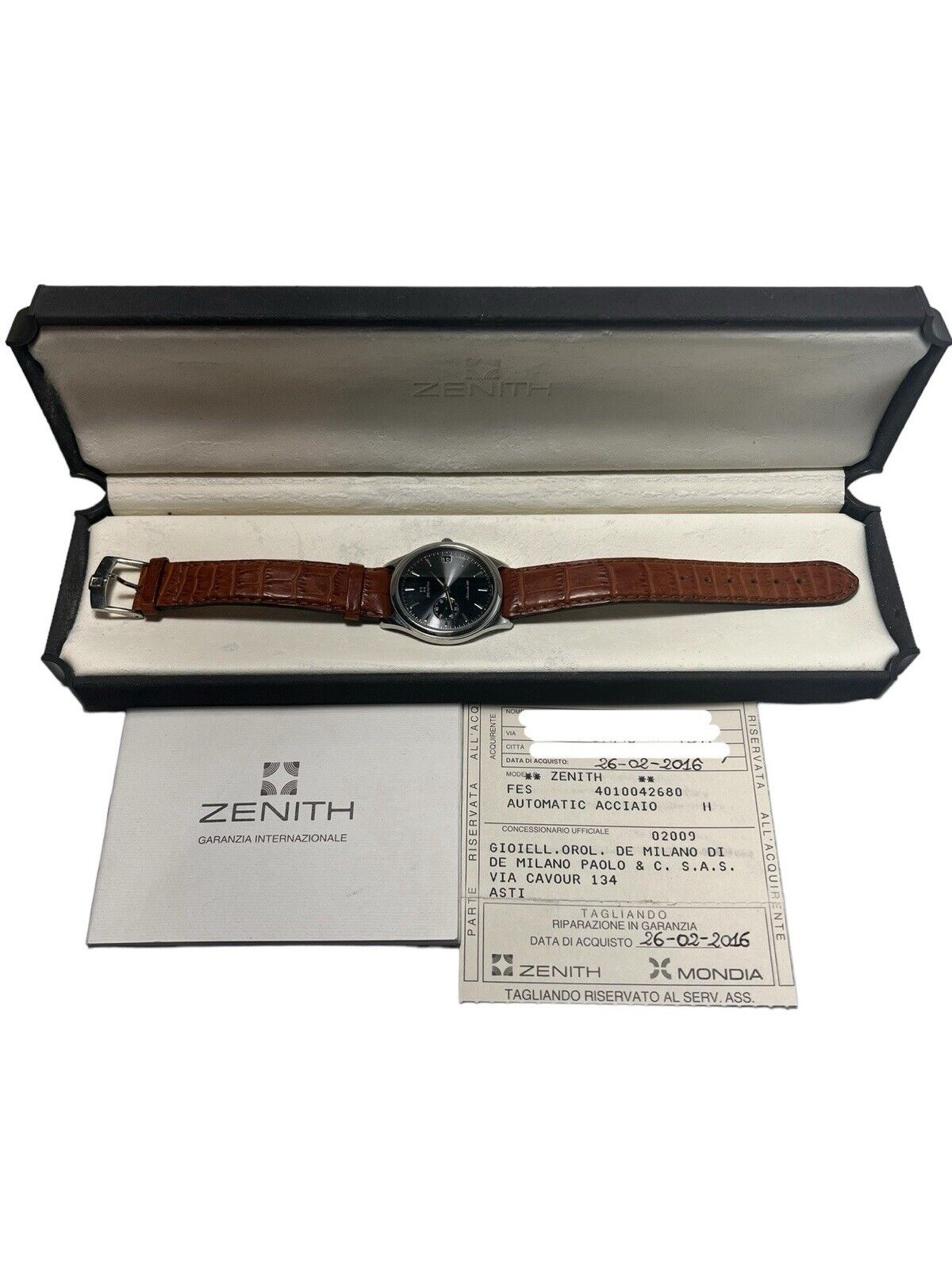 Zenith Elite Stainless Steel Black 36mm Automatic Men’s Watch 90/01.0040.680