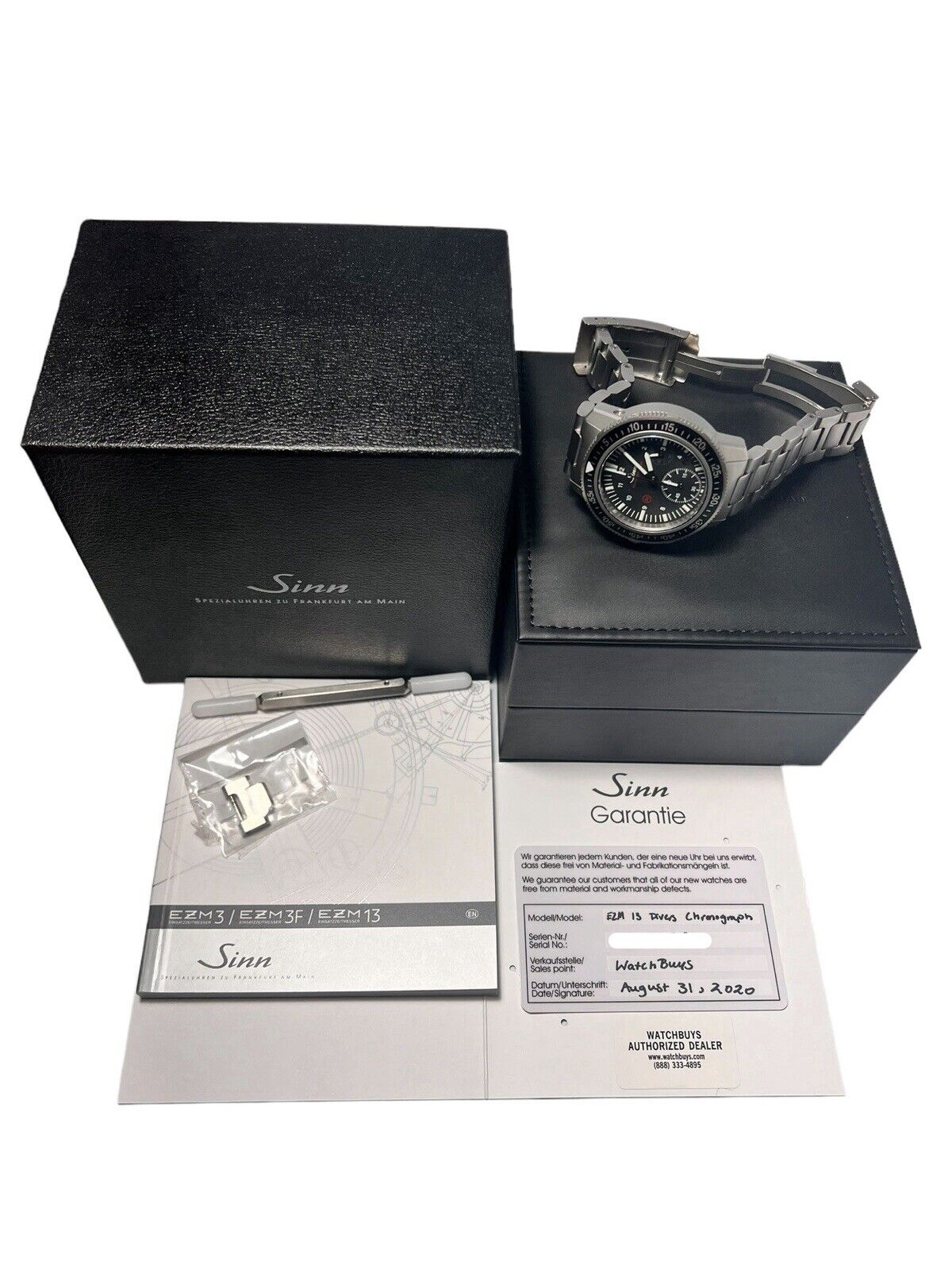 2020 Sinn EZM13 Chrono Steel Black 41mm Automatic Men’s Watch EZM13 - Box/Papers