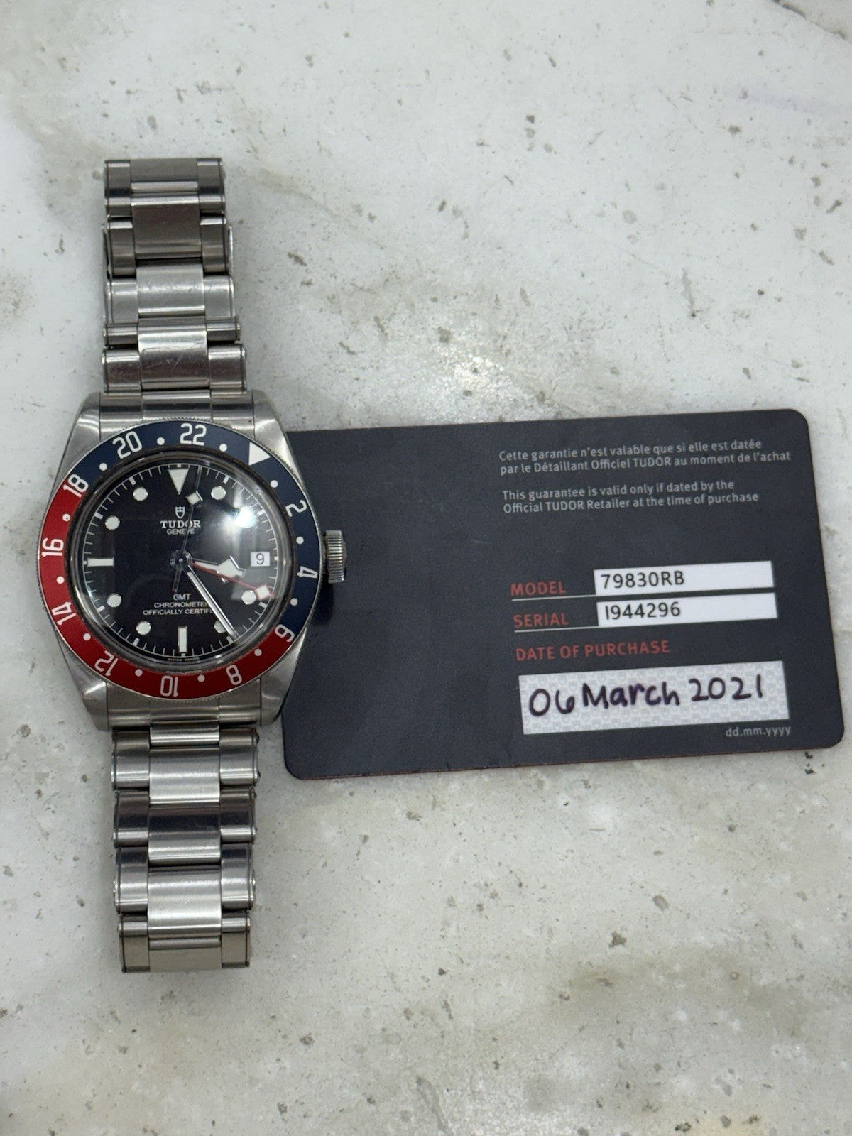 2021 Tudor Black Bay GMT Pepsi Black Dial Stainless Steel Mens Watch 79830RB