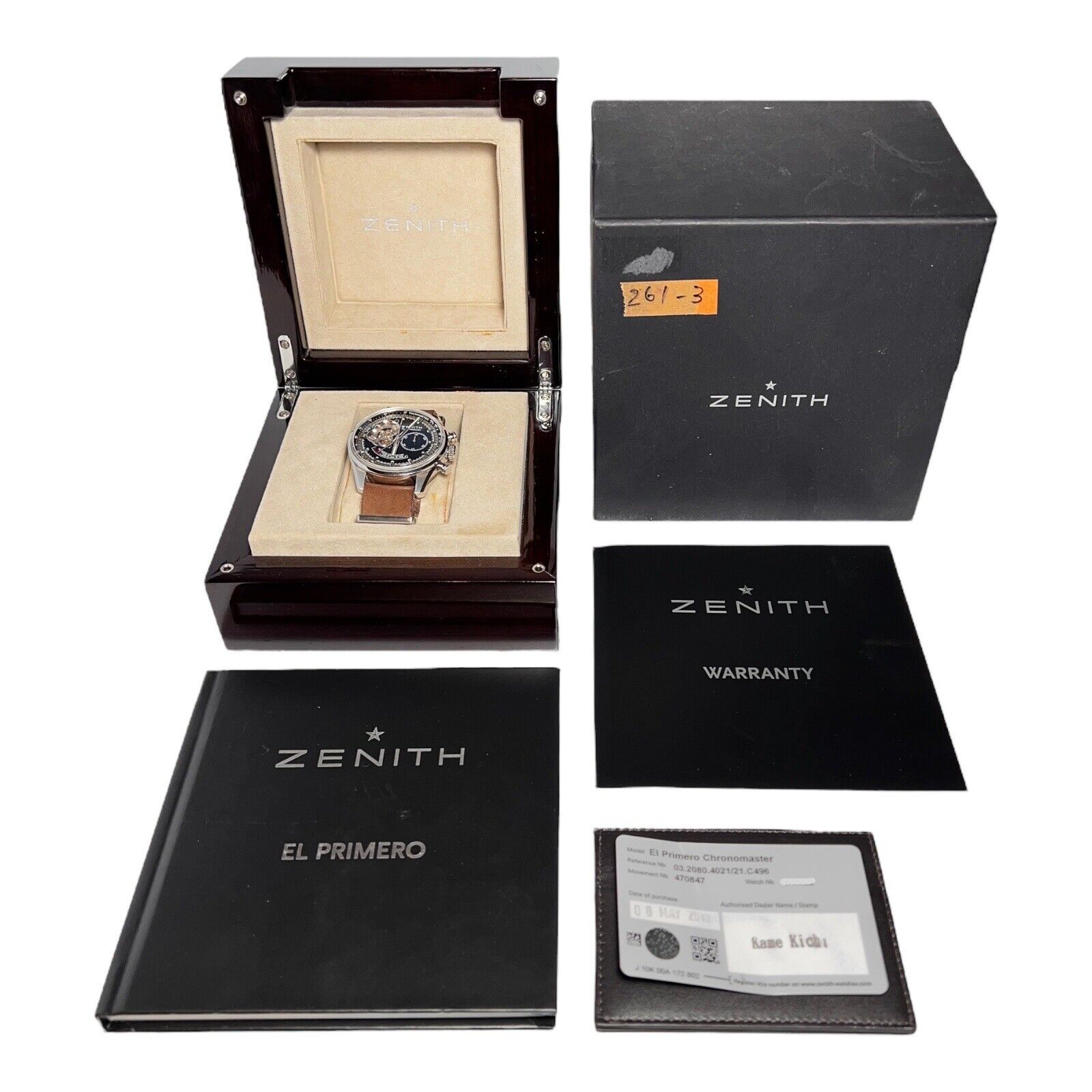 Zenith El Primero Chronomaster 03.2080.4021 Automatic Black Dial Mens Watch B&P