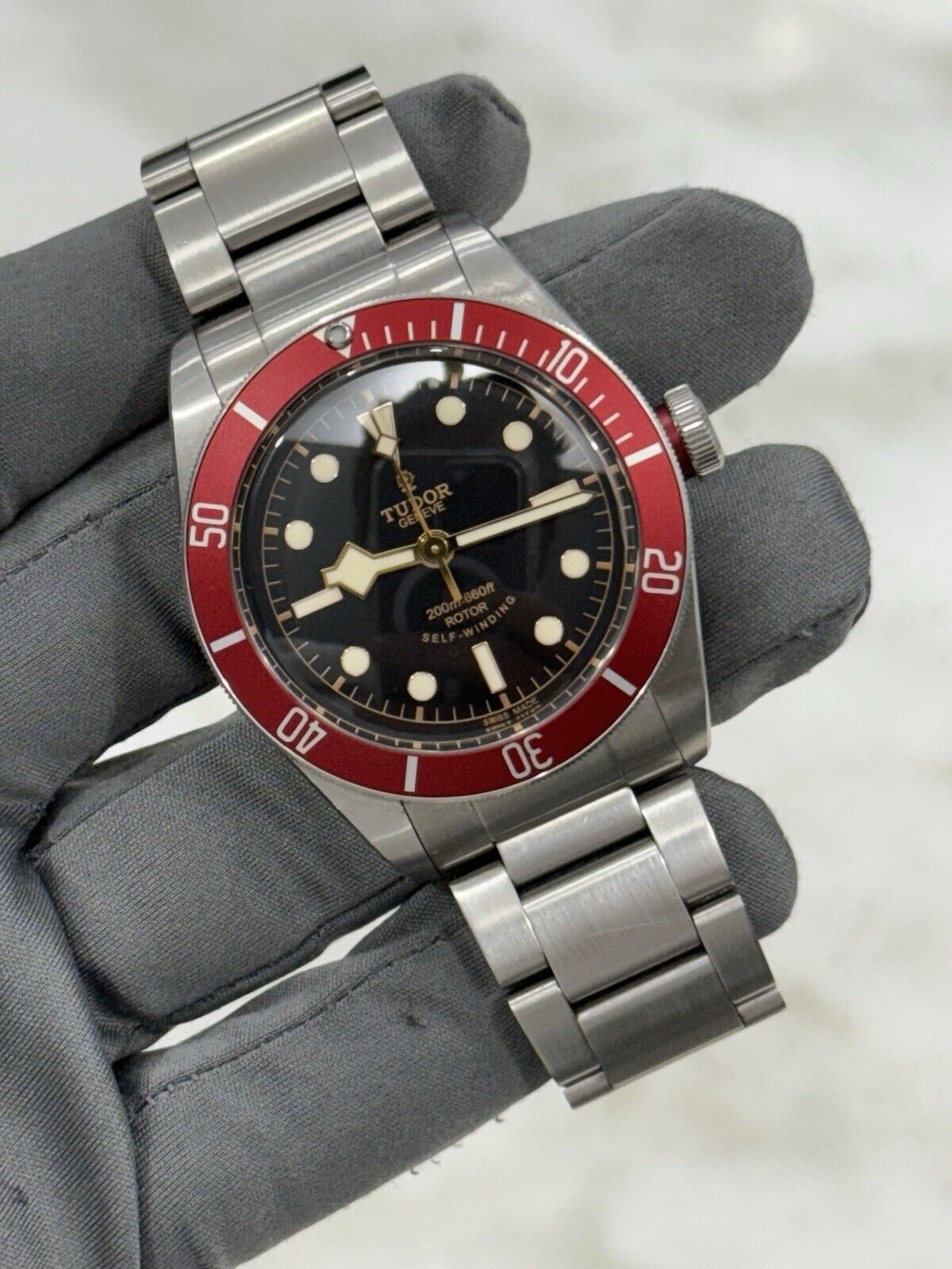 2015 Tudor Black Bay Smiley Stainless Steel Red 41mm Automatic Watch 79220R