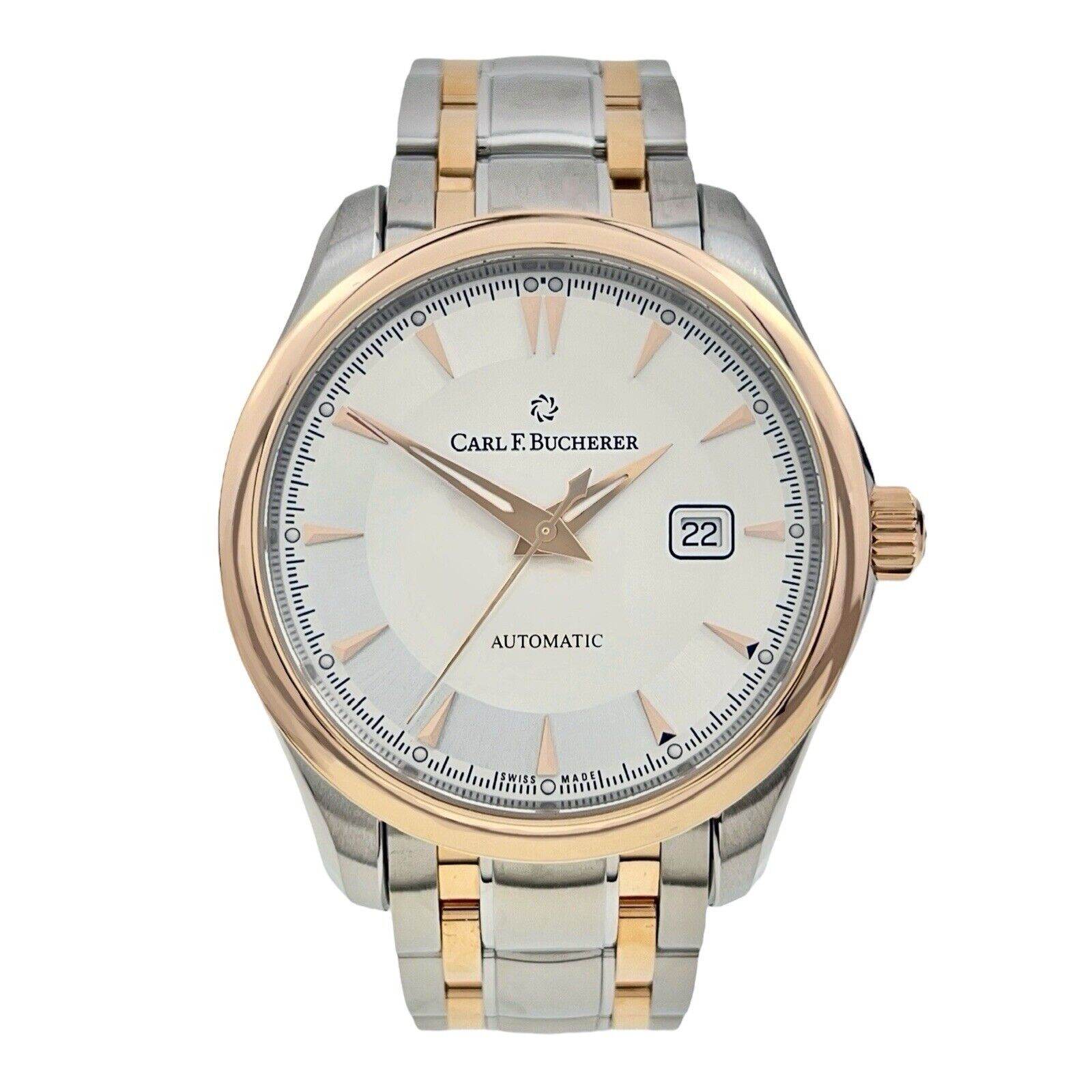 Gold Bucherer Manero Autodate NEW Carl F Bucherer Manero AutoDate Steel Gold 42mm Automatic