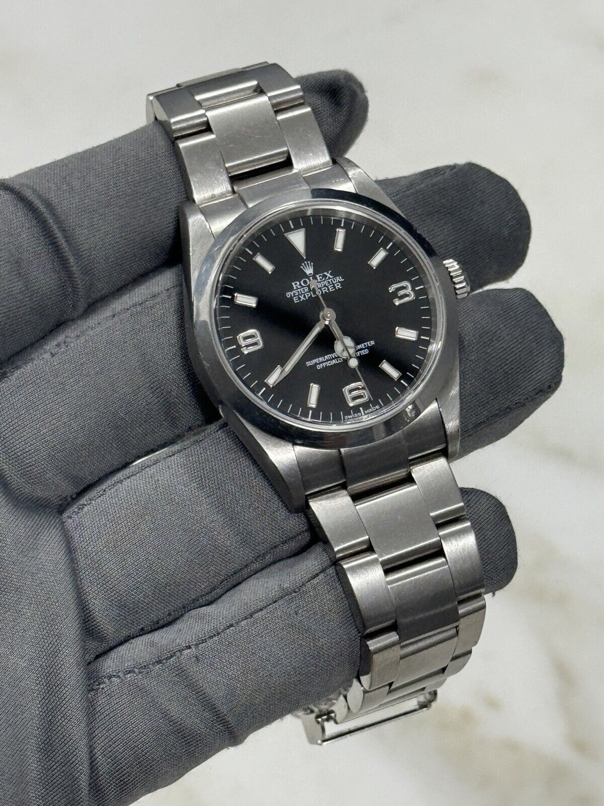 2000 Rolex Explorer I Black 36mm Oyster Stainless Steel Automatic Watch 114270