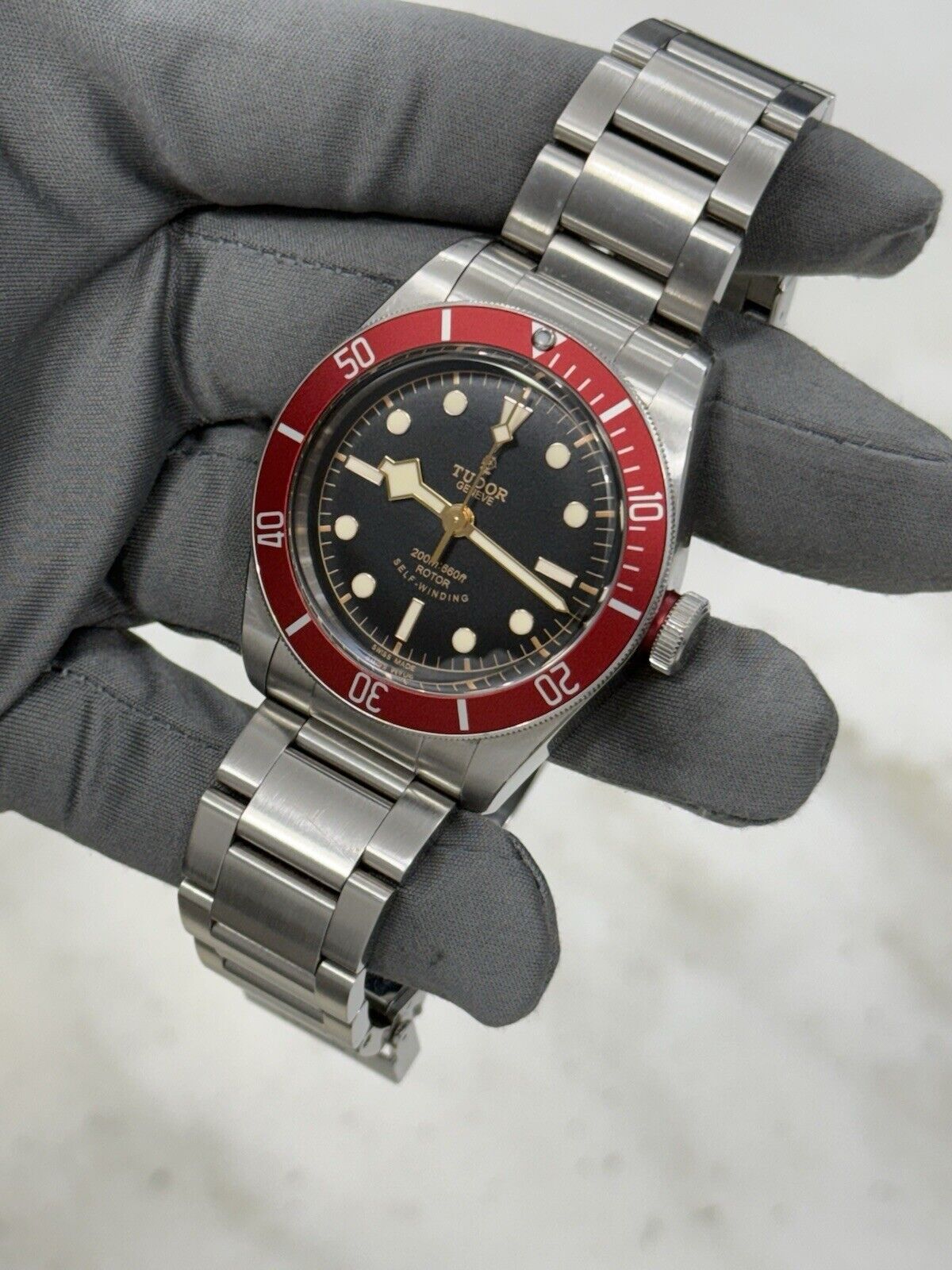 2015 Tudor Black Bay Smiley Stainless Steel Red 41mm Automatic Watch 79220R