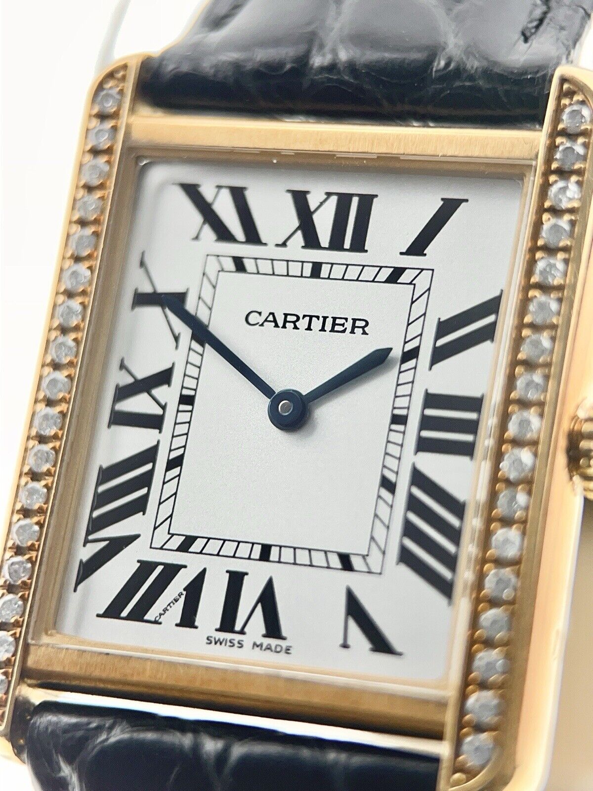 Cartier Tank Solo 18k Yellow Gold and Steel Diamond Bezel 27mm Quartz W5200004