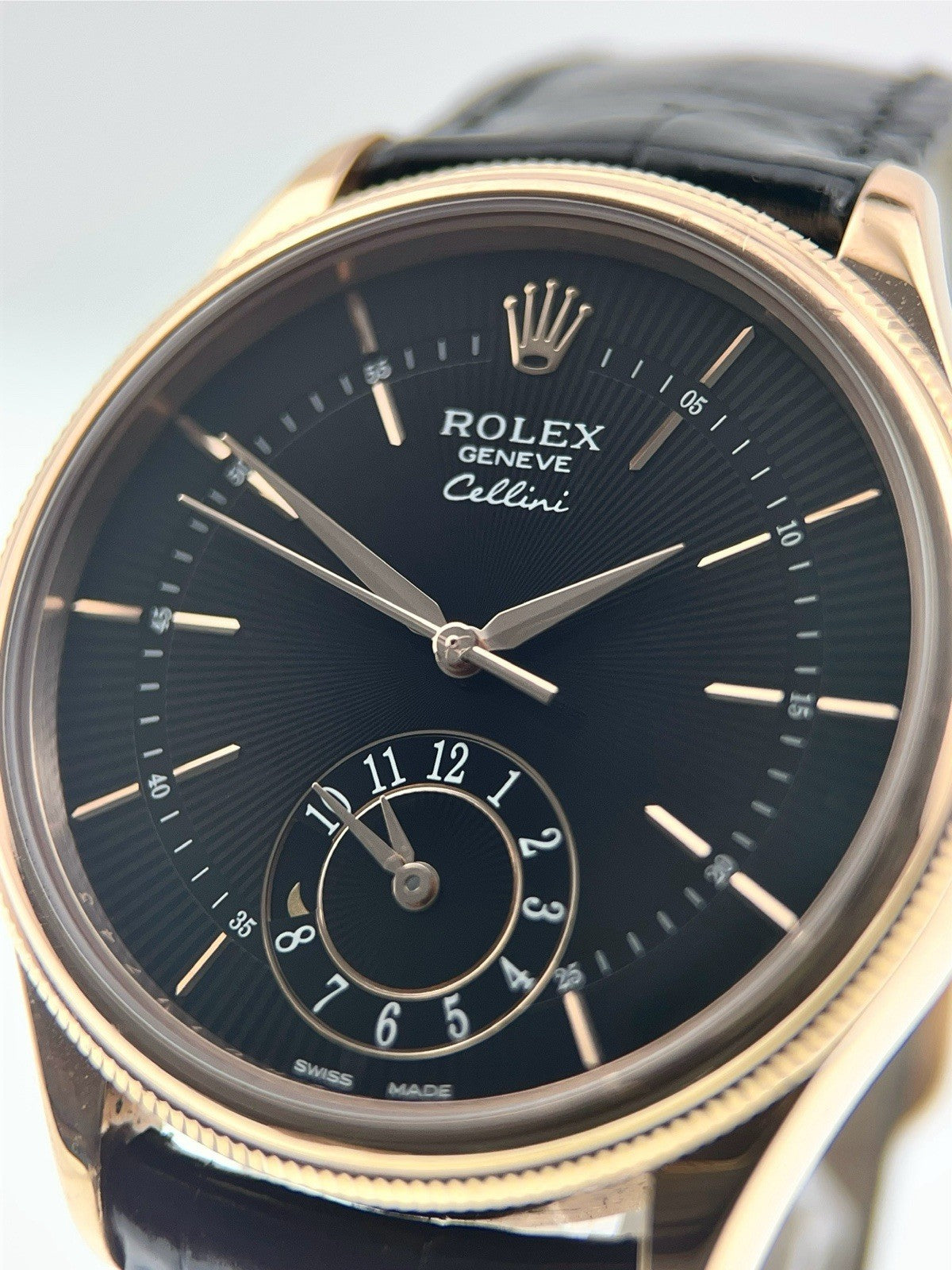 2020 Rolex Celini 18k Rose Gold Black Dial 39mm Automatic Men’s Watch 50525