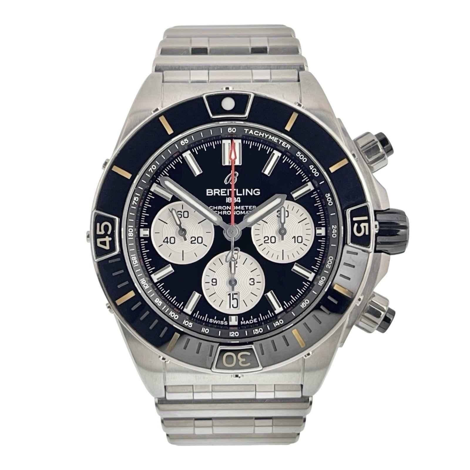 Breitling Chronomat Stainless Steel Black Dial 44mm Automatic Men’s Watch AB0136