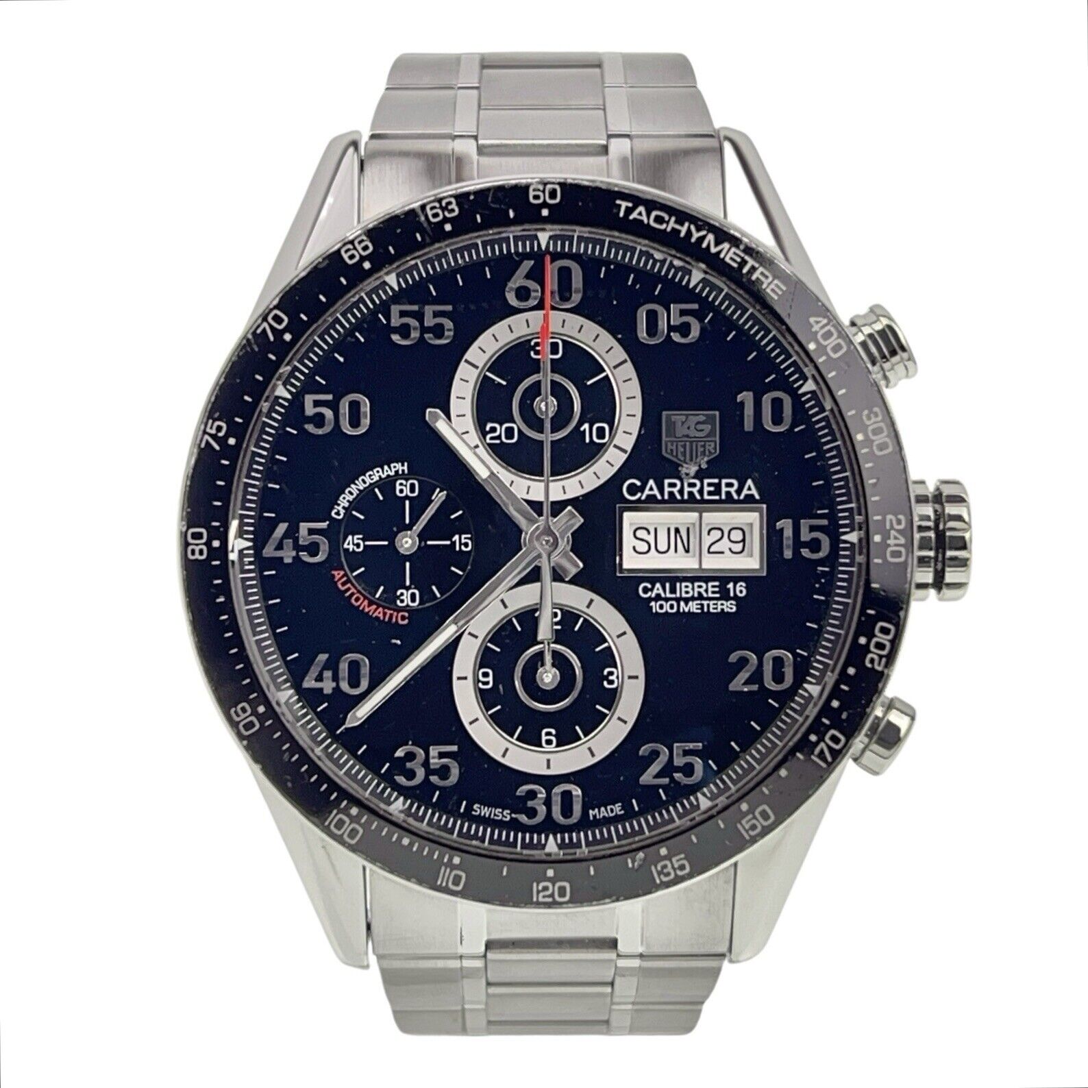 Tag Heuer Carrera Calibre 16 Steel Black Dial 43mm Automatic Men's