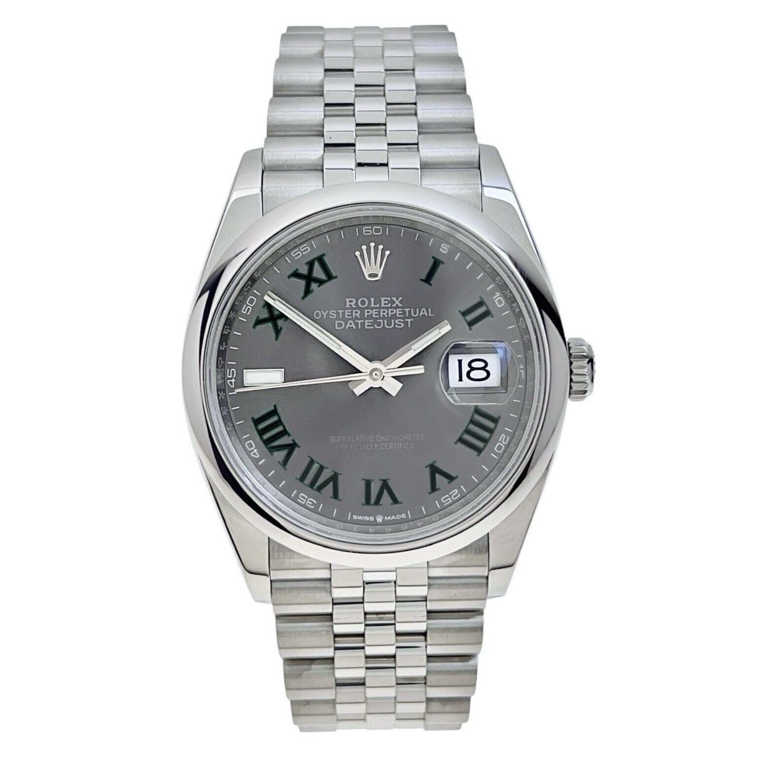 2022 Rolex Datejust Wimbledon Steel Grey Dial 36mm Automatic Men’s Watch 126200