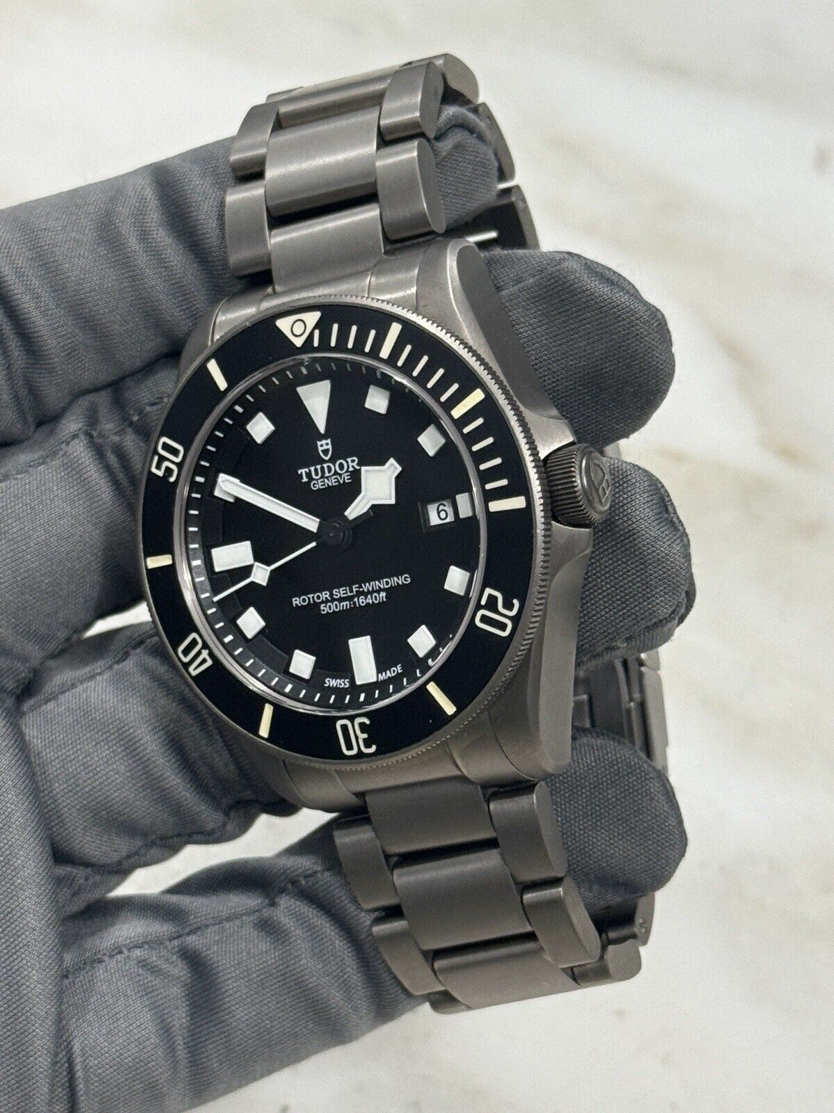 2014 TUDOR Pelagos 25500TN Automatic Titanium Watch Black Dial Mens - B/P