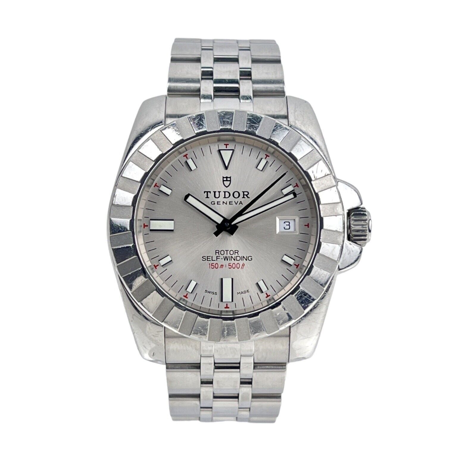 Tudor Hydronaut Automatic Men s Steel Watch 20010 Silver Dial B P 2007