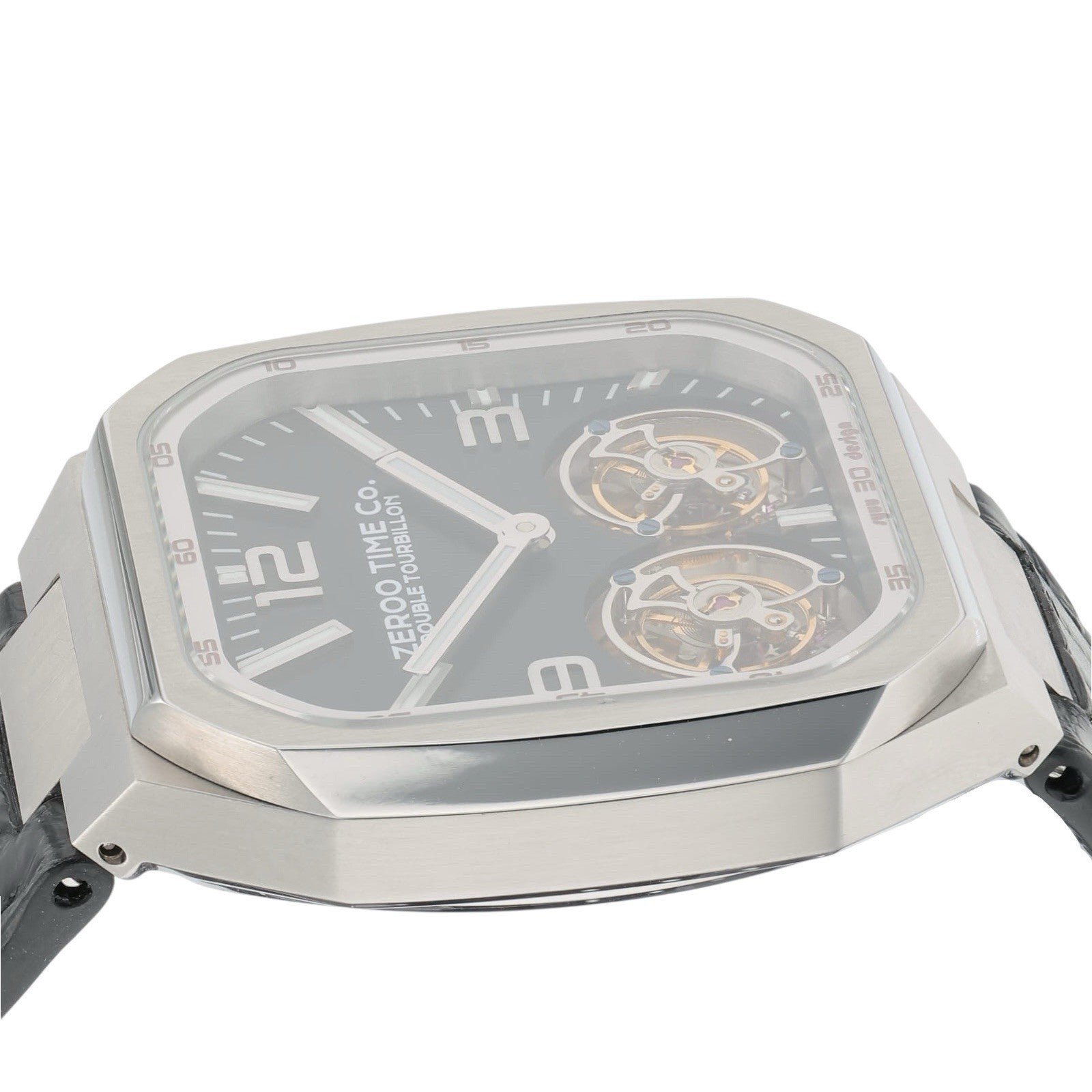 Zeroo Time The Gemini Double Tourbillon Steel Black Dial 45mm Manual ZDT001SBK